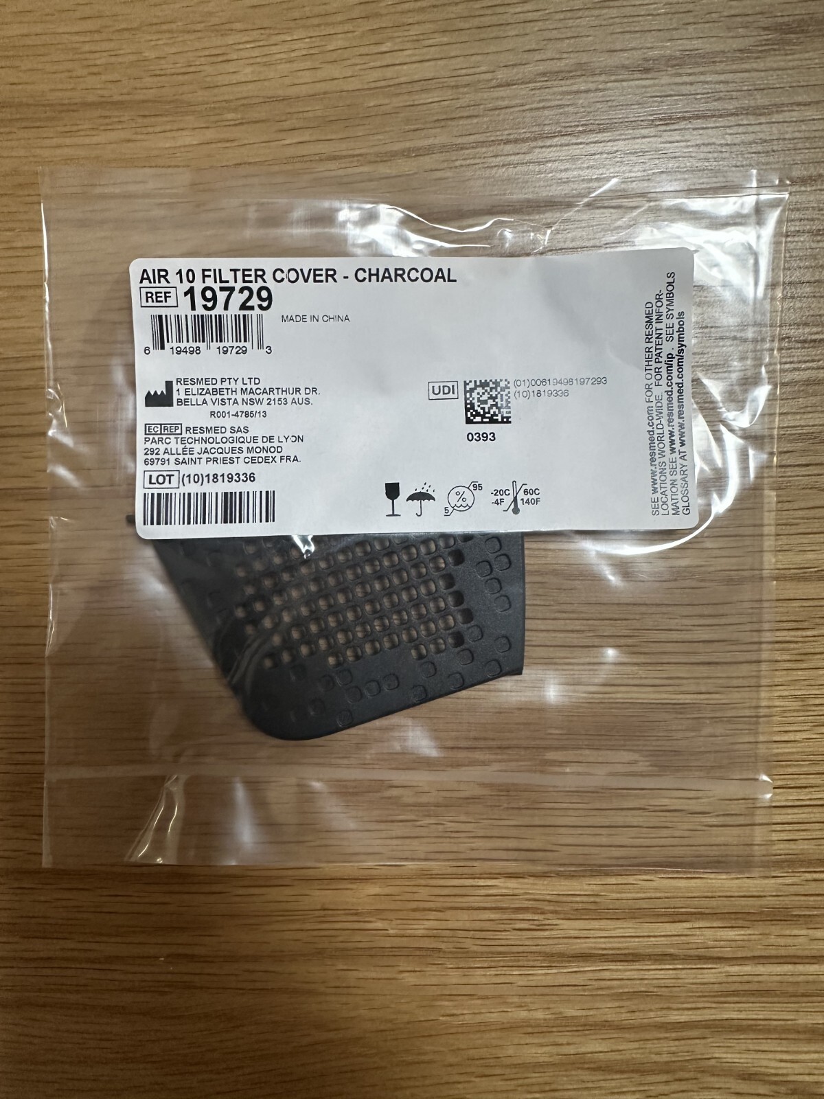 ResMed AIR 10 Filter Cover-Charcoal— Part No. 19729