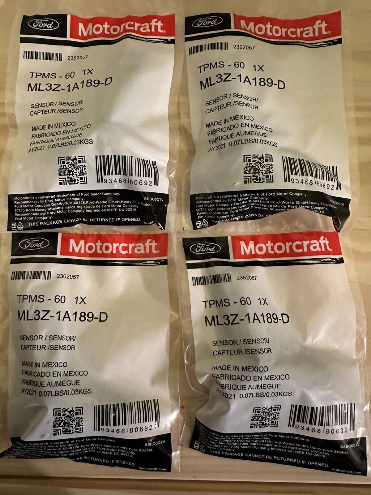 New OEM Motorcarft 433 mhz TPMS Set ML3Z-1A189-D ML3Z1A189D Fits Ford Trucks New OEM Motorcarft 433 mhz TPMS Set ML3Z-1A189-D ML3Z1A189D Fits Ford Trucks