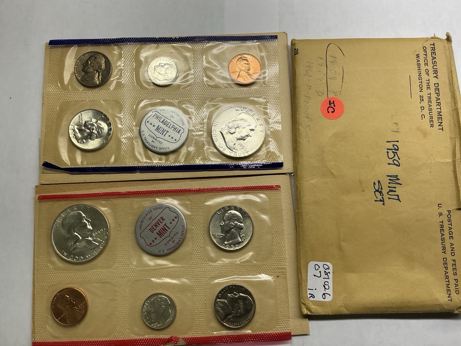 1959 P&D US Mint Uncirculated Mint Set w/10 Coins 90% Silver Set 081026 07ir