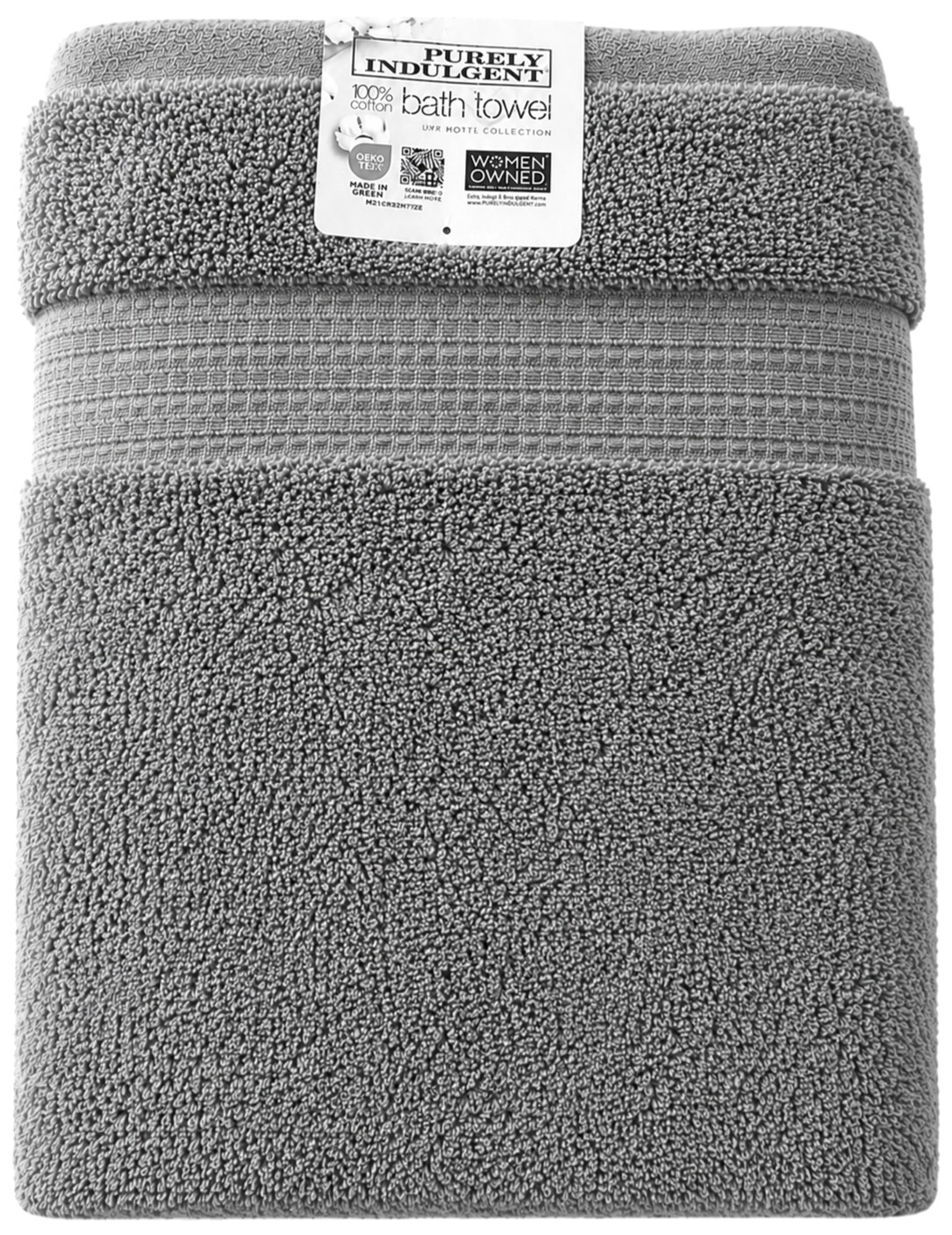 Purely Indulgent Gray Bath Towel 30x58 Soft Luxury HygroCotton OEKO-TEX Cotton