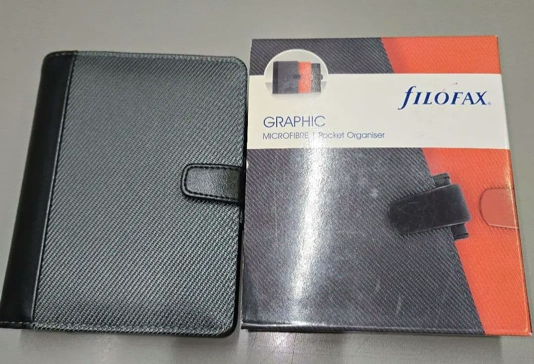 Filofax Graphic Pocket Organizer Grey 6 Ring Planner 022740 New Old Stock w/Box