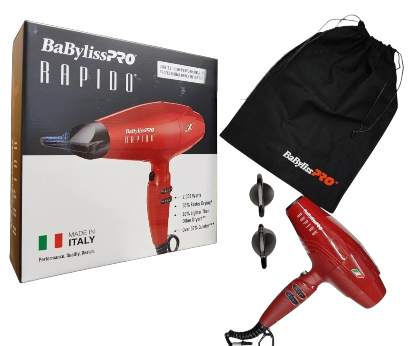 BabylissPRO Limited Edition Red Rapido Dryer BRRAP1 NEW BOX