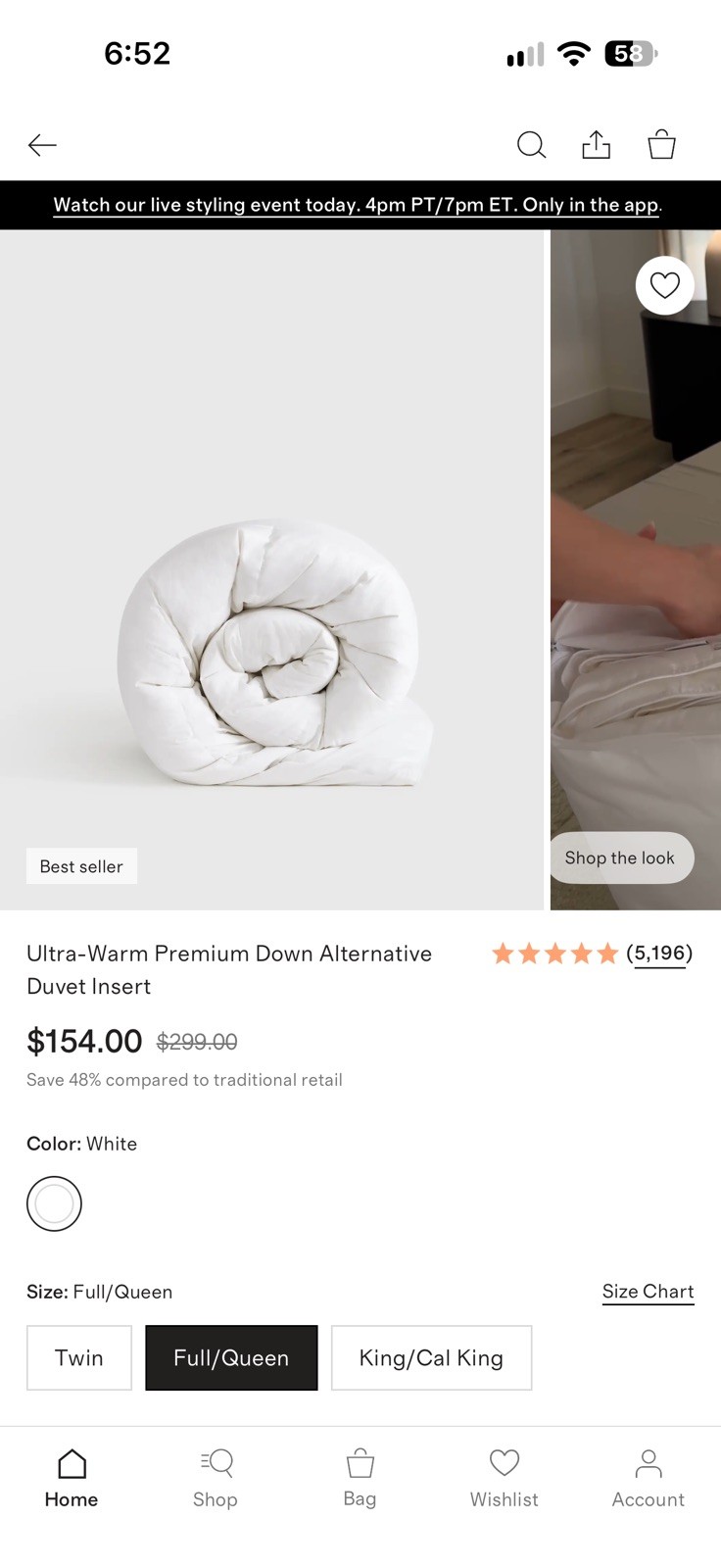 Quince NWT Ultra Warm Premium Down Alternative Duvet Insert Full/Queen Comforter