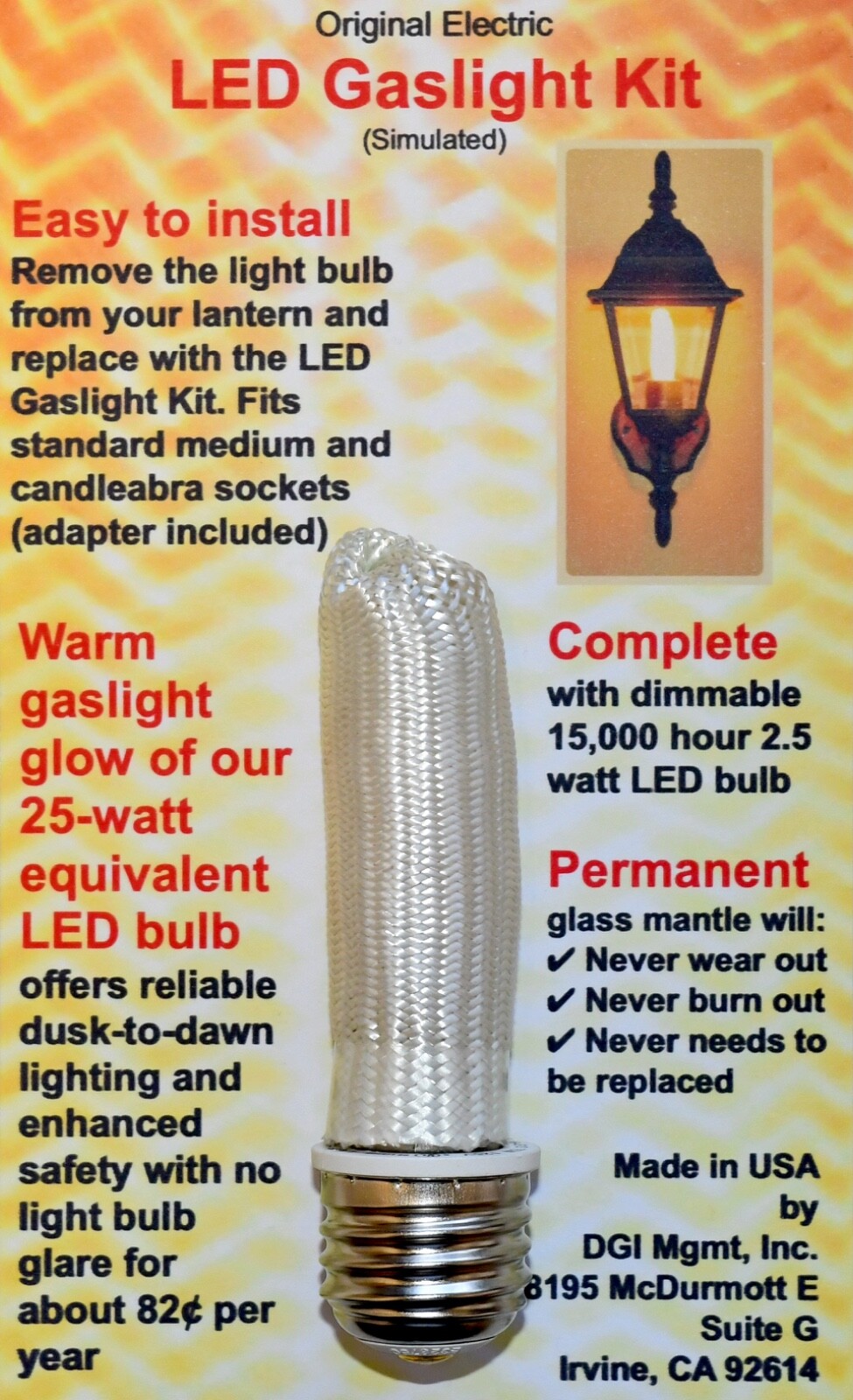 LED Electric Gaslight Conversion Kit - Update Your Outdoor Lantern & Save Energy