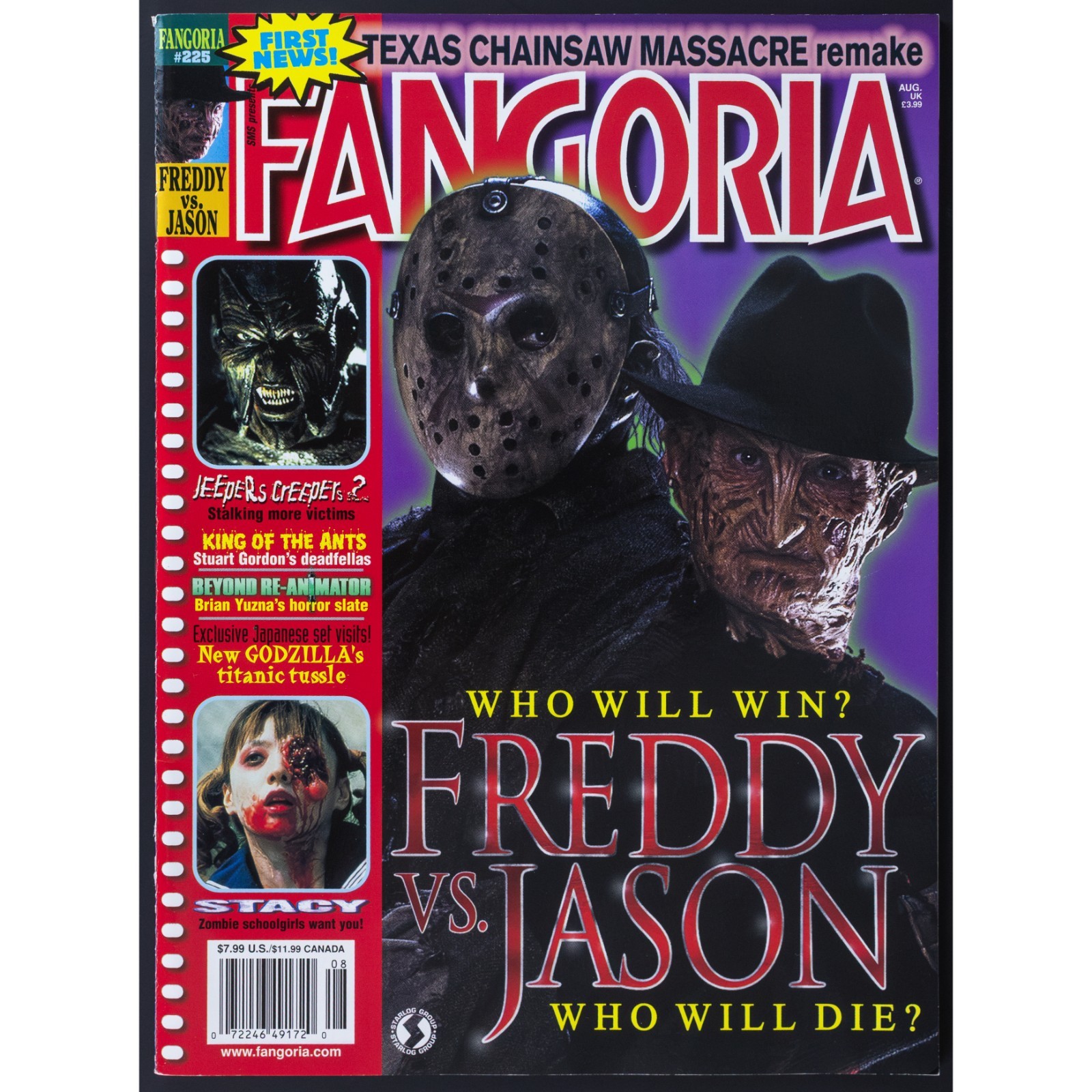 Fangoria #225 August 2003 Freddy vs Jason FVJ Horror Movie Cover, Clean Copy