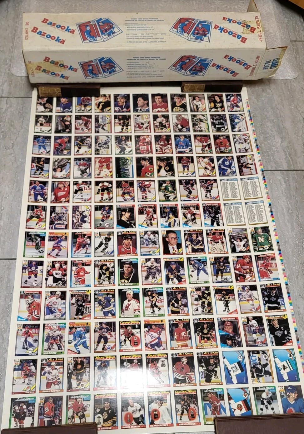 1991-92 O-Pee-Chee OPC Uncut Sheet Complete Set 4 Sheets (528 Cards) & Box 