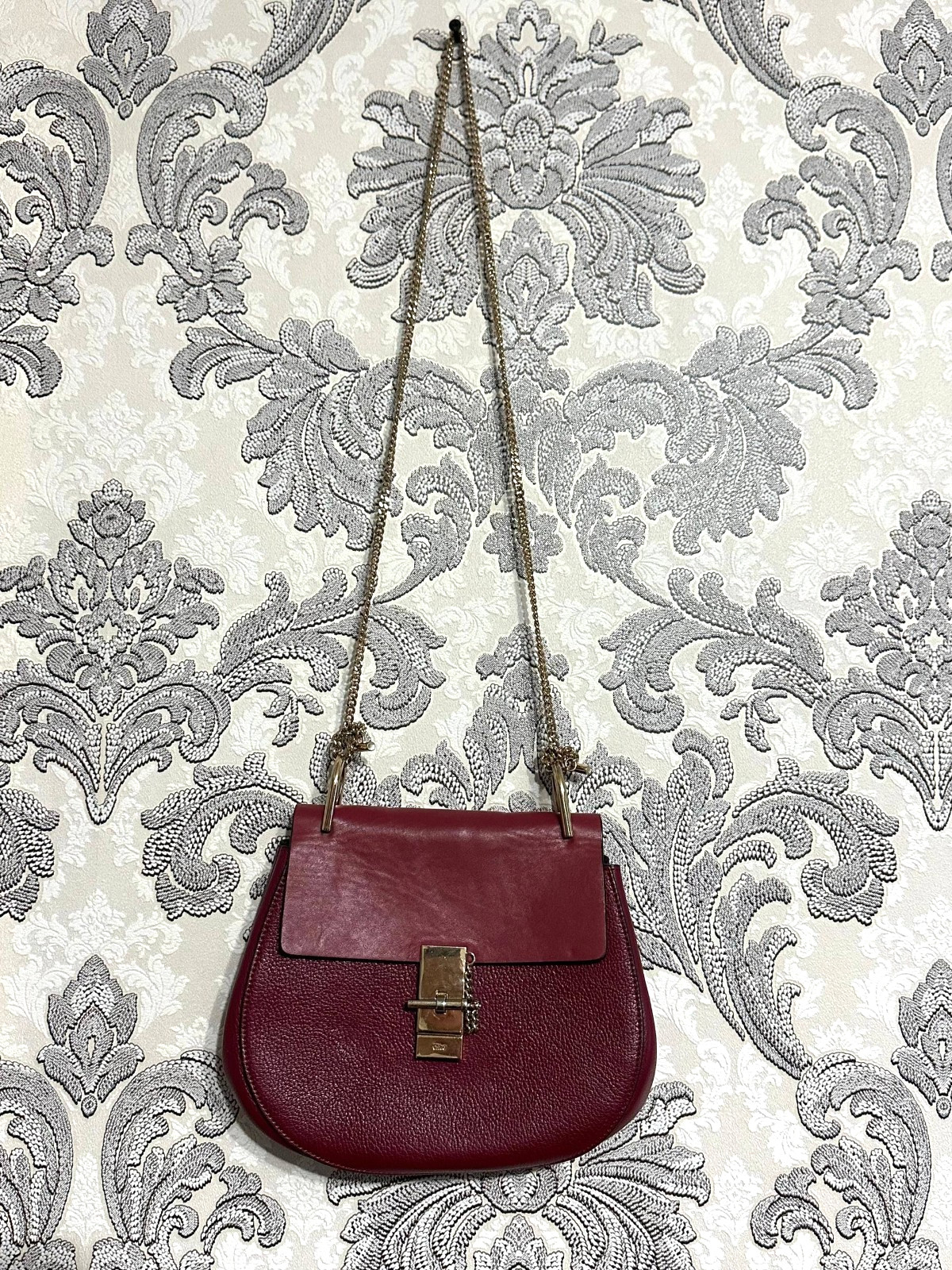 Chloe Drew Shoulder Leather Bag Burgundy Women`s Crossbody Bag Chloe Drew Shoulder Leather Bag Burgundy Women`s Crossbody Bag