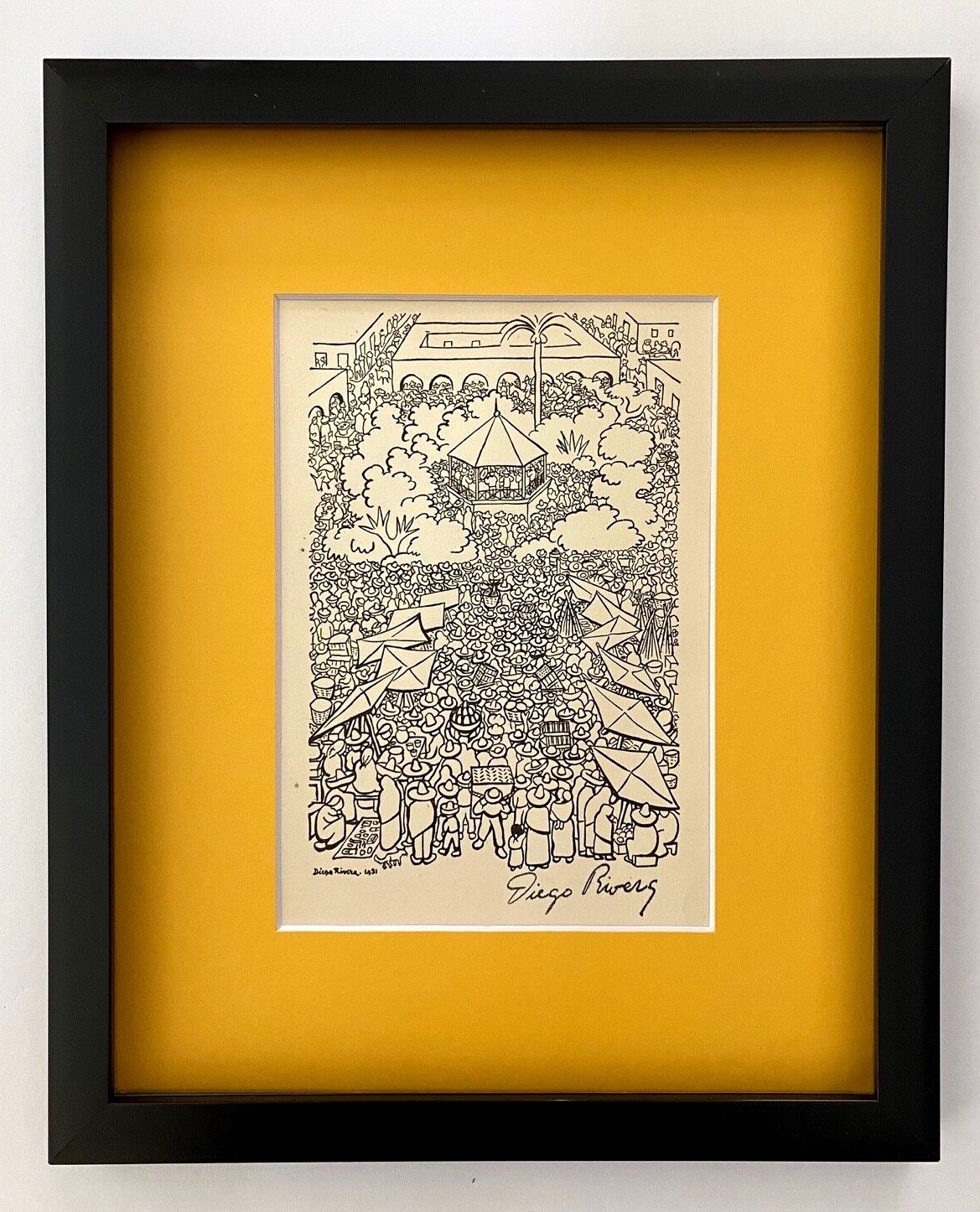 🔥 DIEGO RIVERA ORIGINAL 1938 SIGNED  GRAVURE MATTED AND FRAMED 