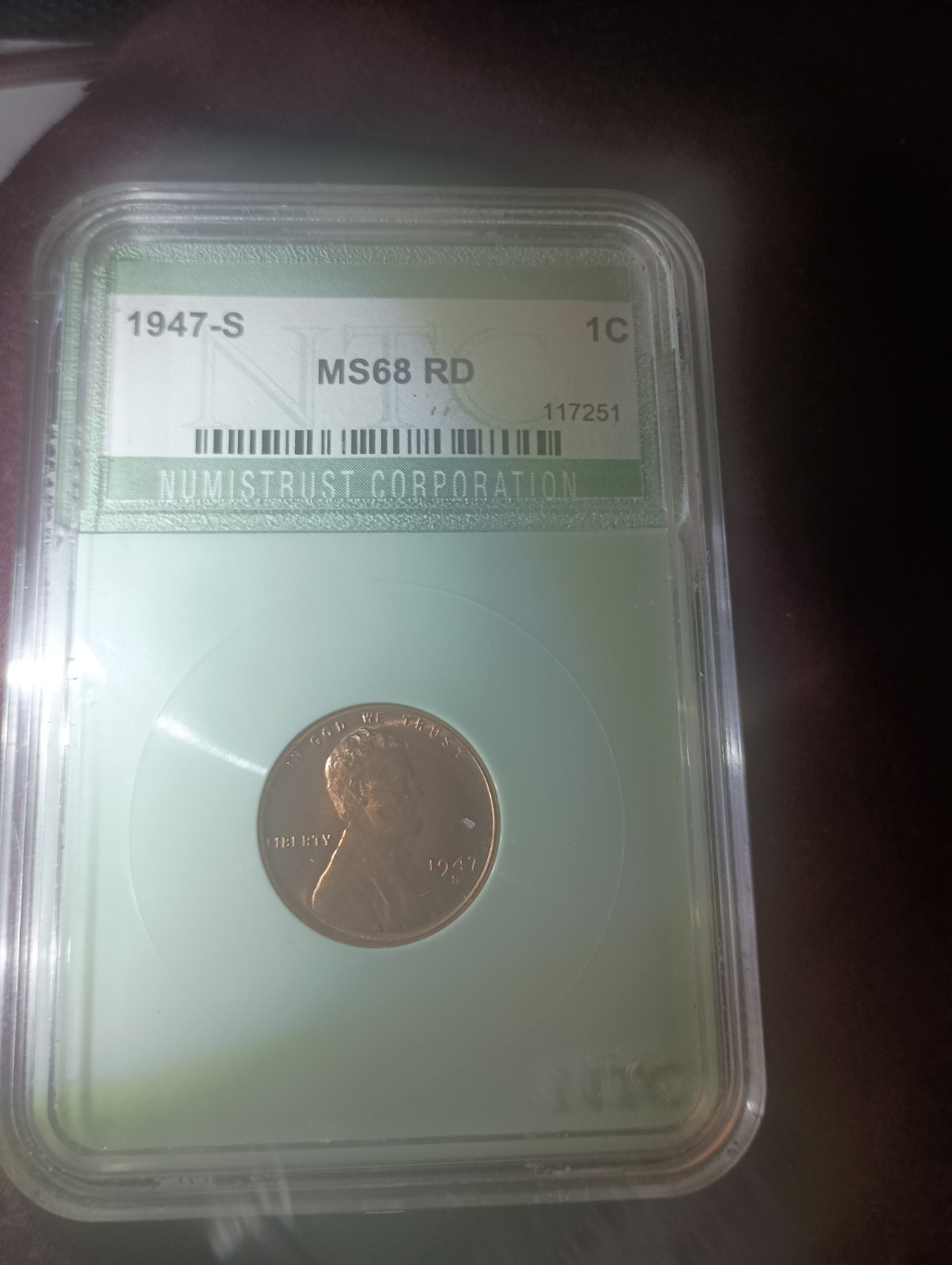 1947-S Uncirculated BU Red RD - Lincoln Wheat Cent - San Francisco Mint ~ C242 1947-S Uncirculated BU Red RD - Lincoln Wheat Cent - San Francisco Mint ~ C242