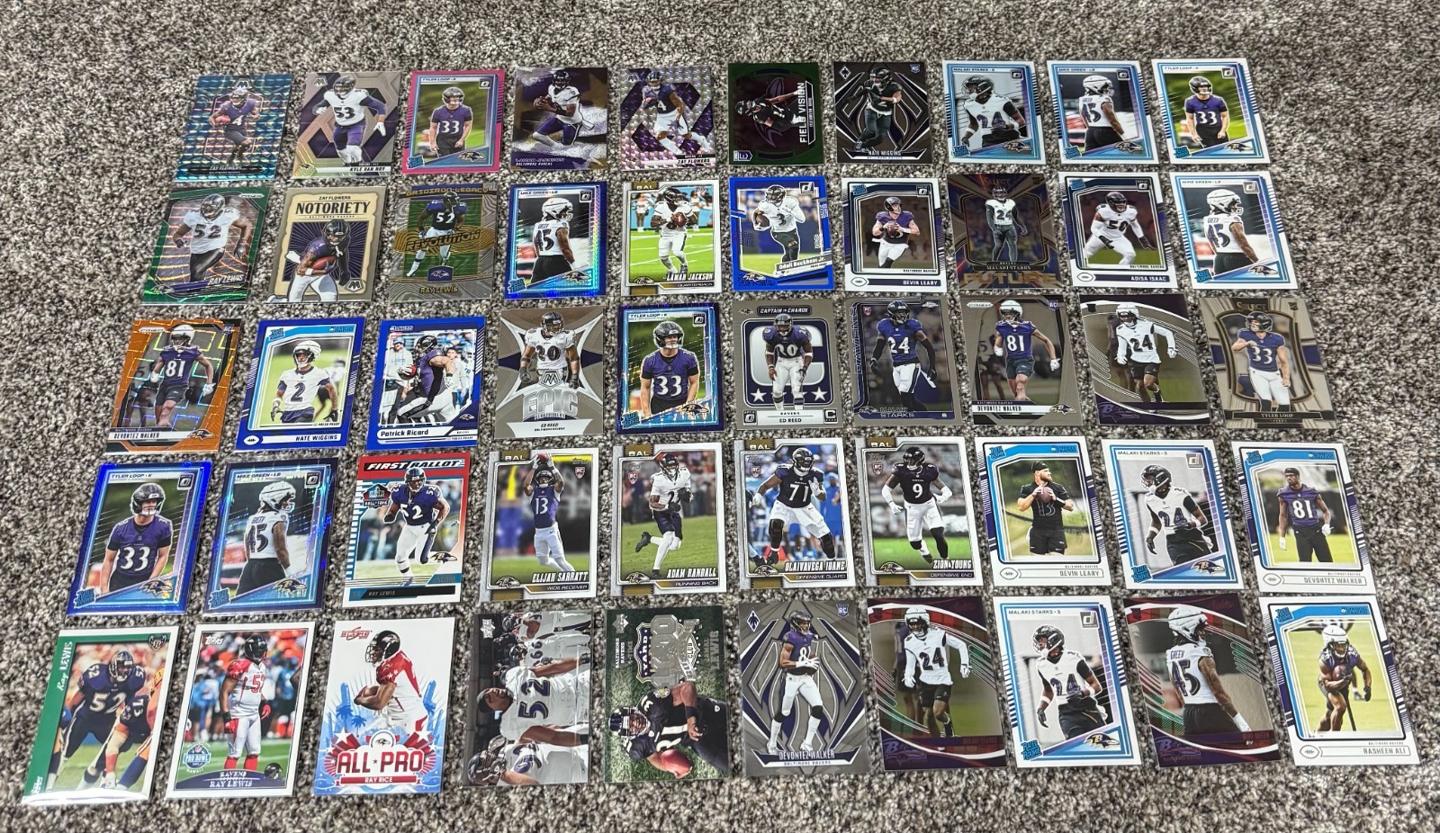 2024-26 Topps/Panini Ravens 50 Card Lot Parallels/RC\'s/Inserts & Older Cards