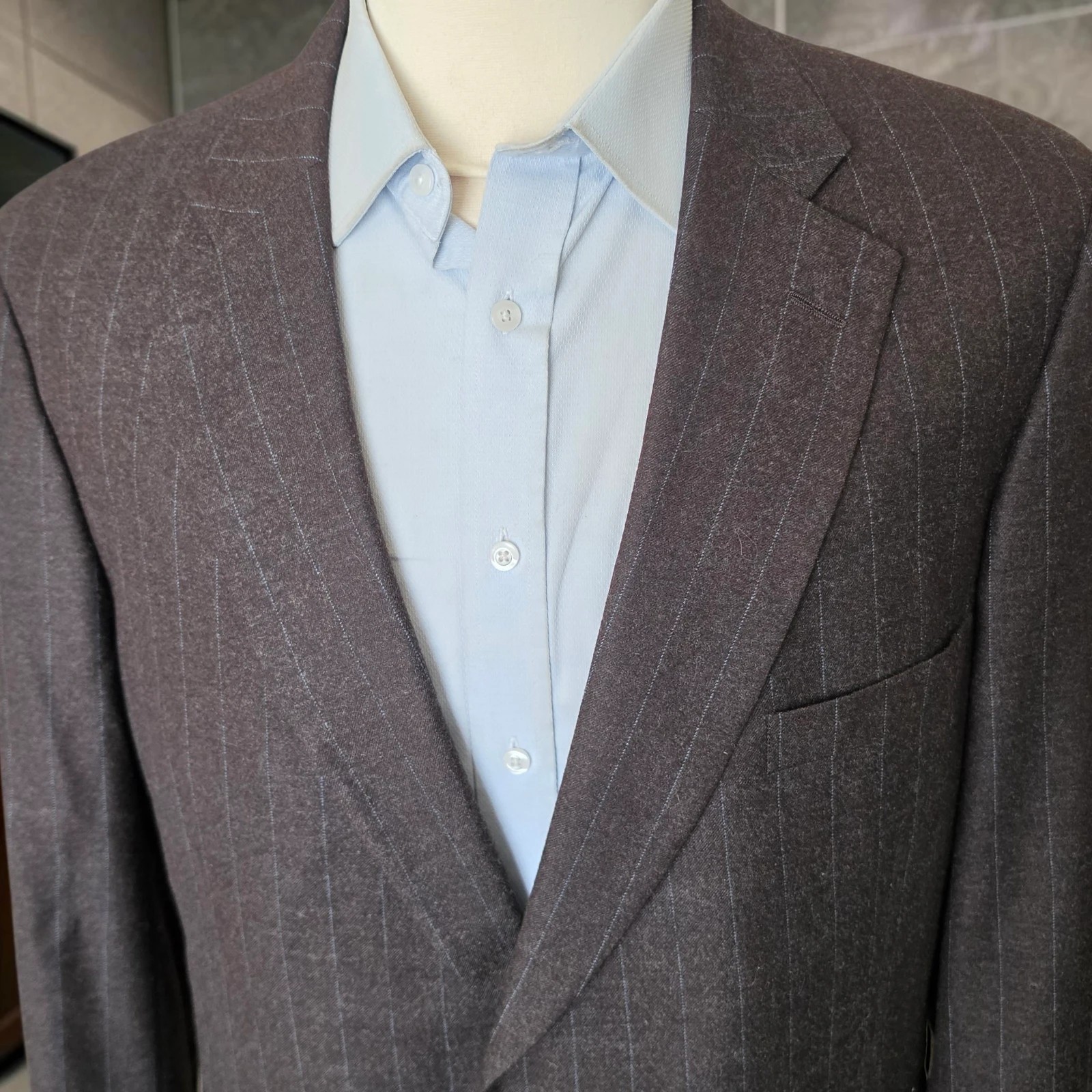 Paul Stuart Blazer 48 Semi Long Full Canvas Brown Flannel Wool Cashmere 48r
