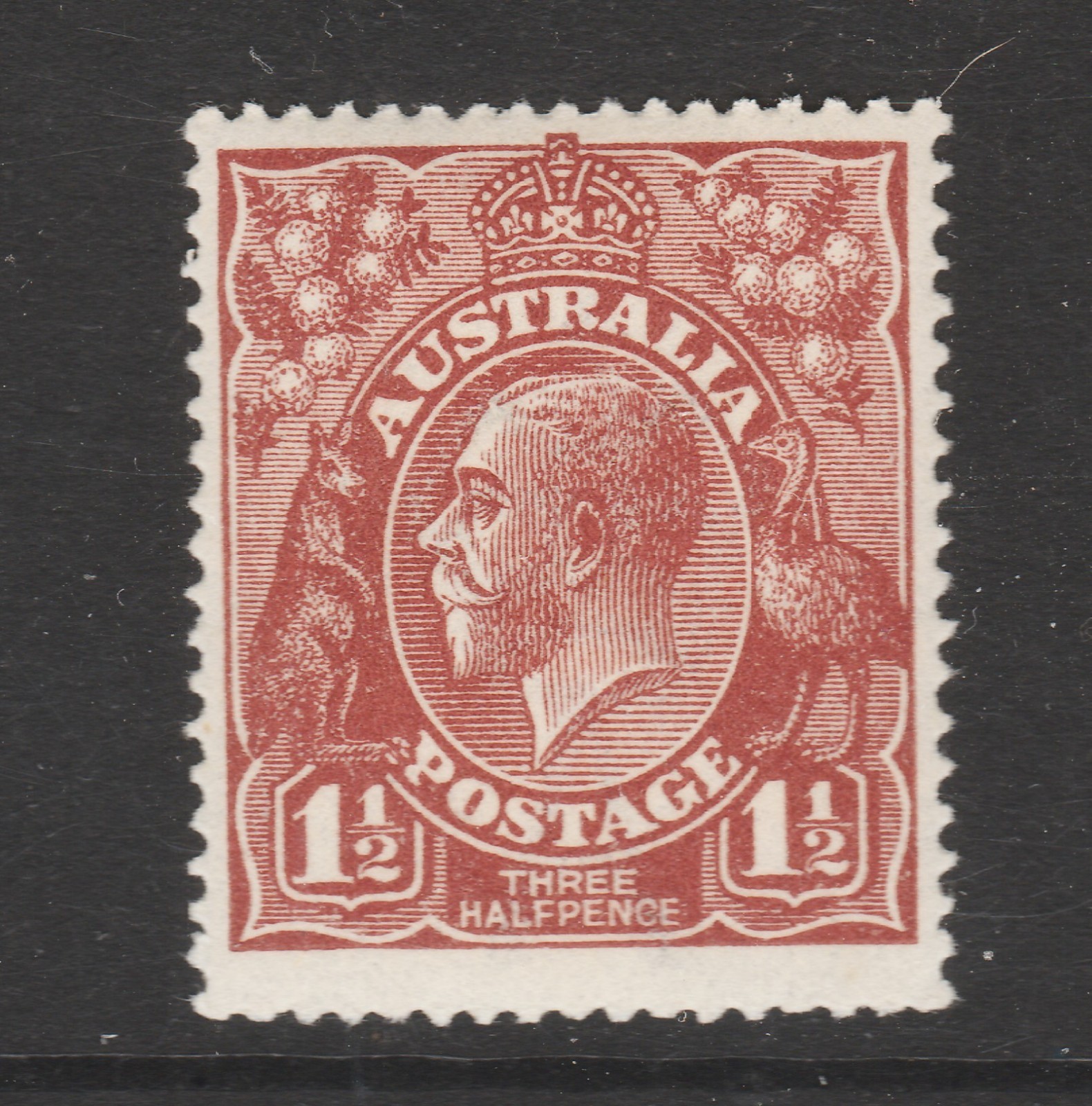 1919 KGV SINGLE WATERMARK 1½d DEEP RED-BROWN 1919 KGV SINGLE WATERMARK 1½d DEEP RED-BROWN