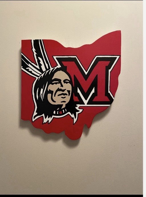 Hand Painted Wooden Plaque- Cut In The Shape Of Ohio- University Of Miami Ohio Hand Painted Wooden Plaque- Cut In The Shape Of Ohio- University Of Miami Ohio