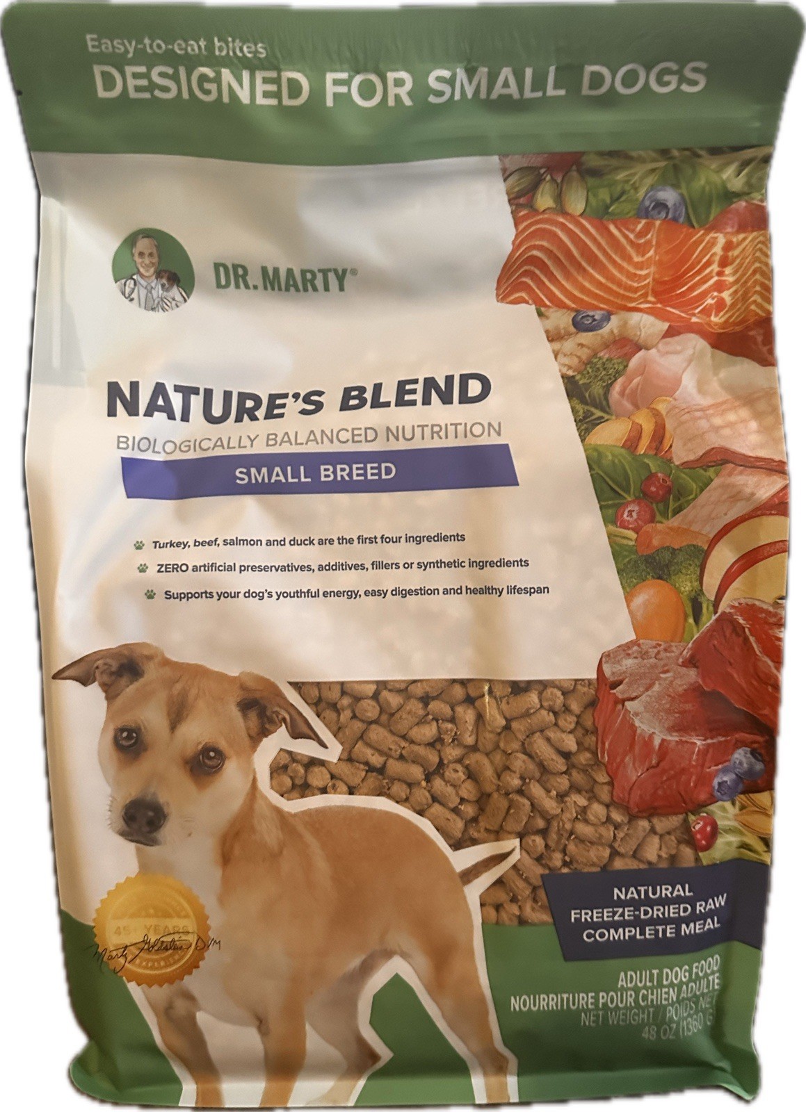 Authentic 48oz, Nature’s Blend Small Breed, Natural Freeze-Dried Raw Dog Food