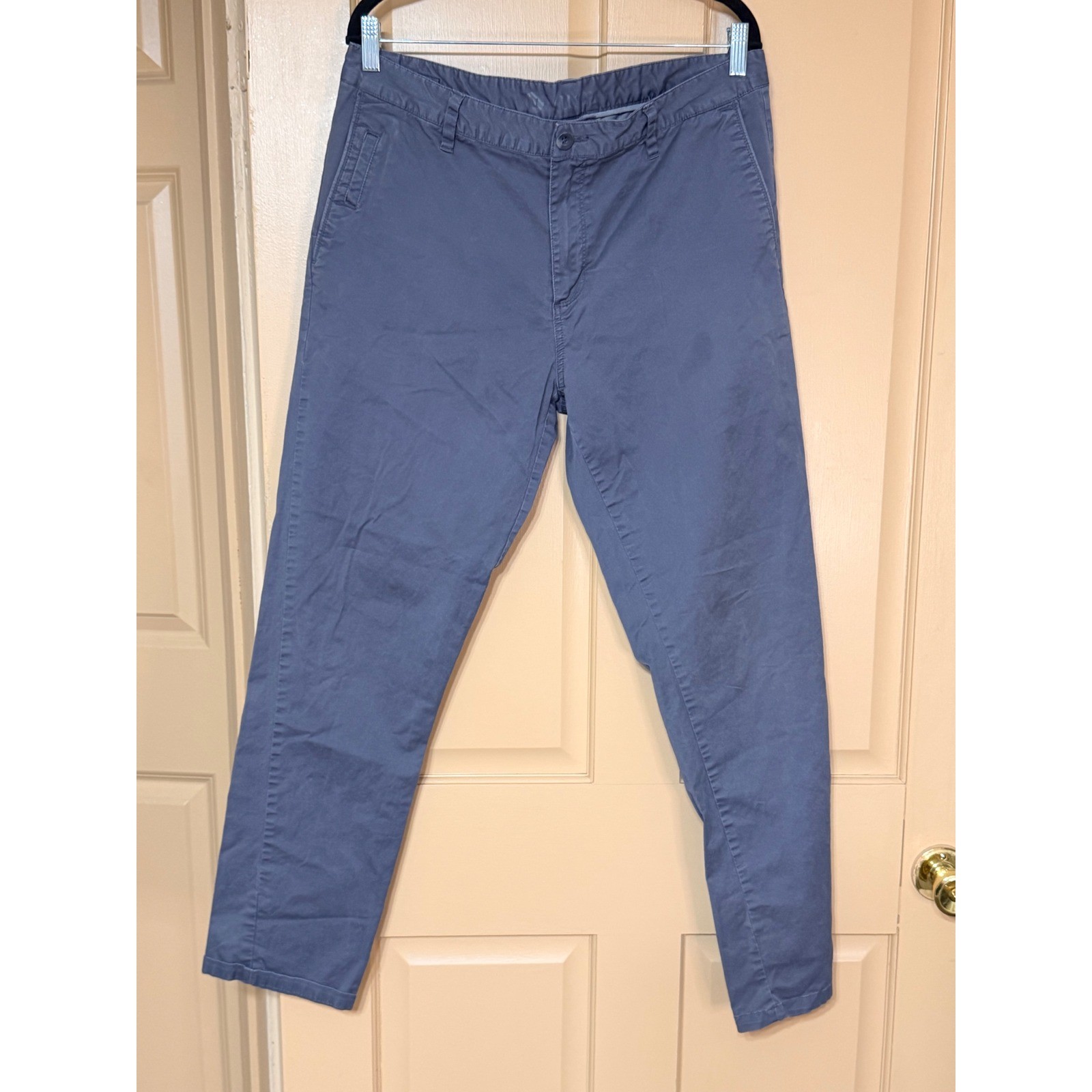 Vuori Meta Pant Mens 34 Blue Grey Cotton Blend Stretch Chino Trousers V430 Vuori Meta Pant Mens 34 Blue Grey Cotton Blend Stretch Chino Trousers V430