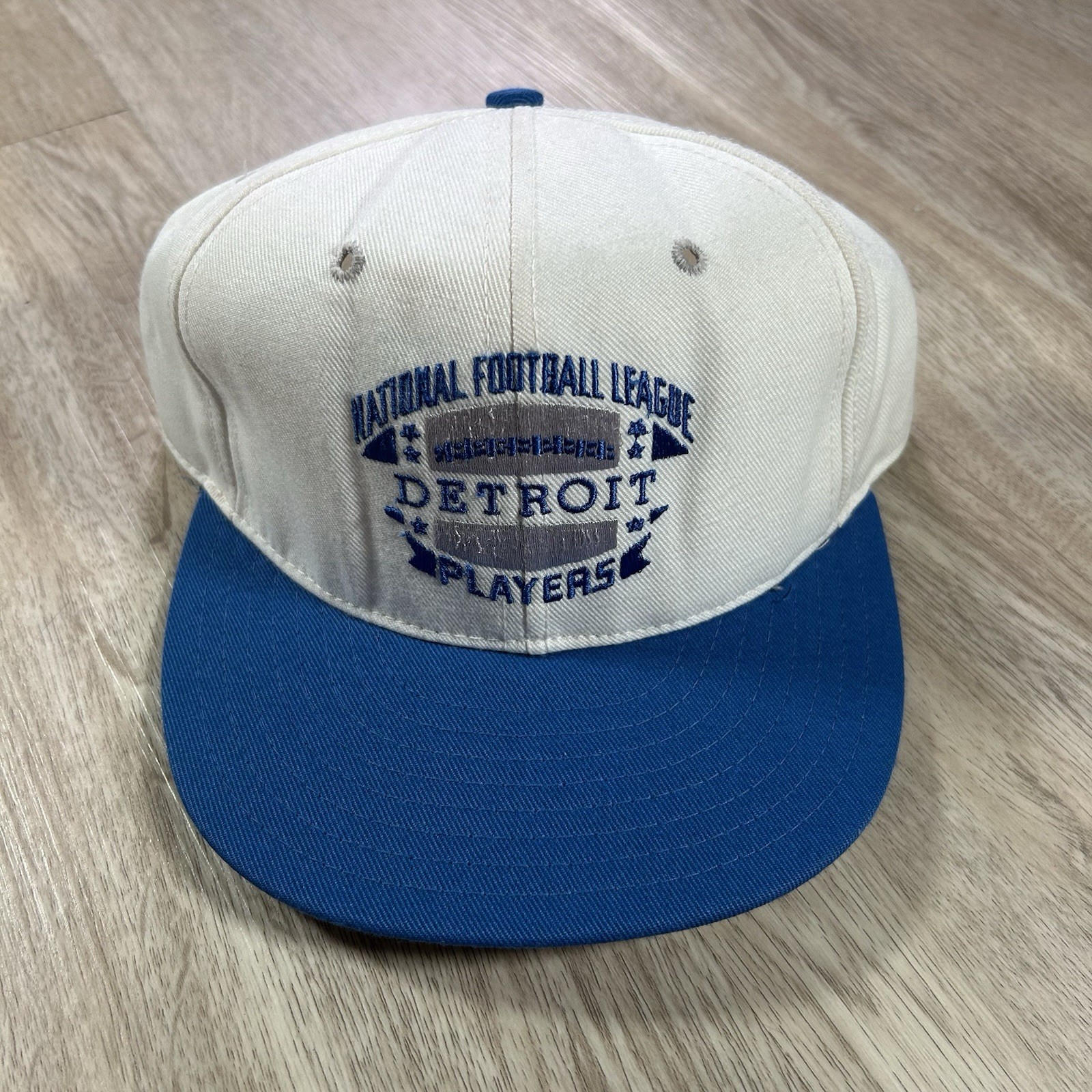 VTG Detroit Lions Snapback Hat NFL Annco White Blue Wool Cap Made in USA