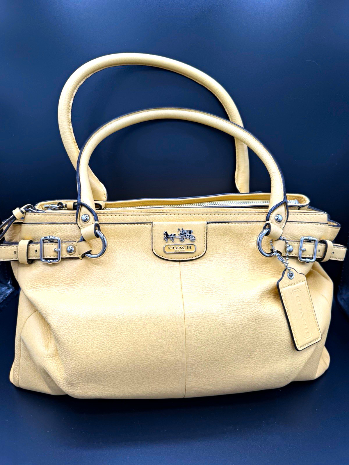 Coach Madison Canary Satchel Top Handle Zip Closure Silver Hardware