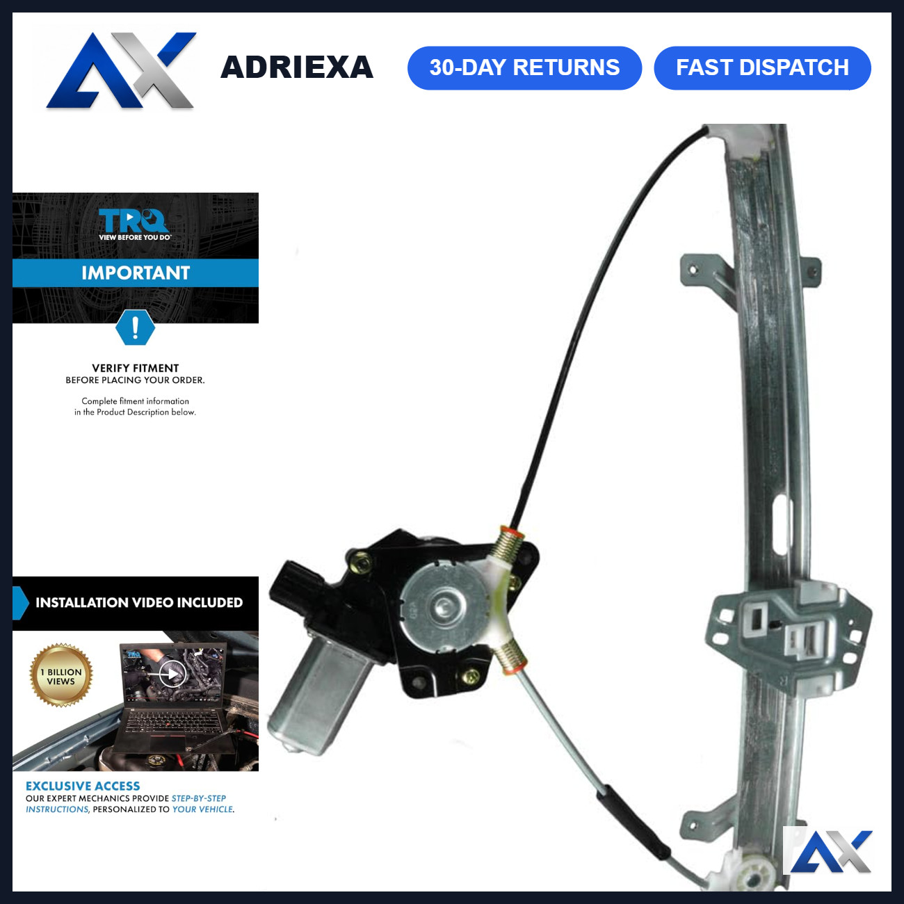 Power Window Regulator & Motor Assembly for Passenger Side - Front Right Replace Power Window Regulator & Motor Assembly for Passenger Side - Front Right Replace