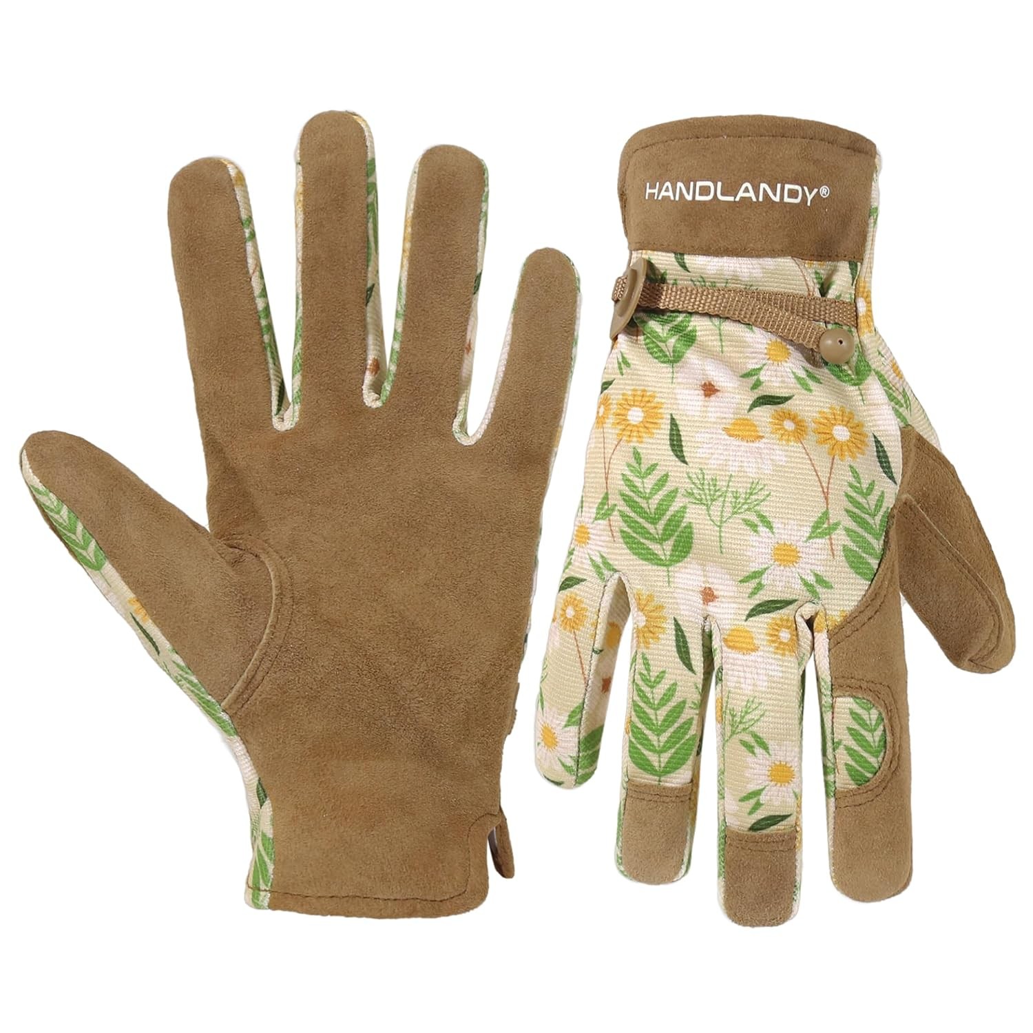 Women\'s Waterproof Leather Gardening Gloves Size Medium for Ladies Khaki Women\'s Waterproof Leather Gardening Gloves Size Medium for Ladies Khaki