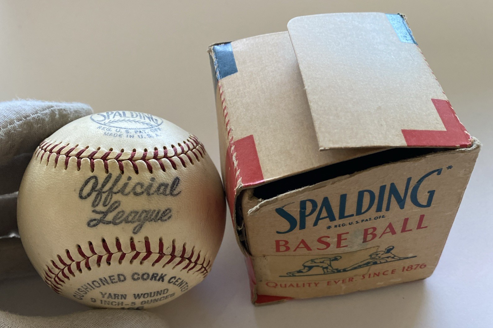 Vintage Spalding Official League Baseball No. 166 - Cushioned Cork 1930s In Box