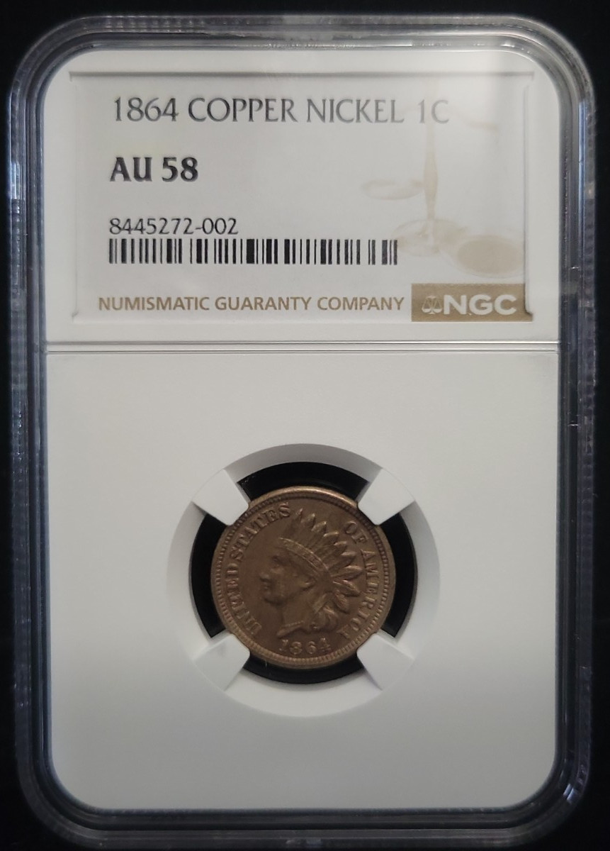 1864 CuproNickel Indian Head Cent 1C NGC AU58 | Civil War Era Penny CN 1864 CuproNickel Indian Head Cent 1C NGC AU58 | Civil War Era Penny CN