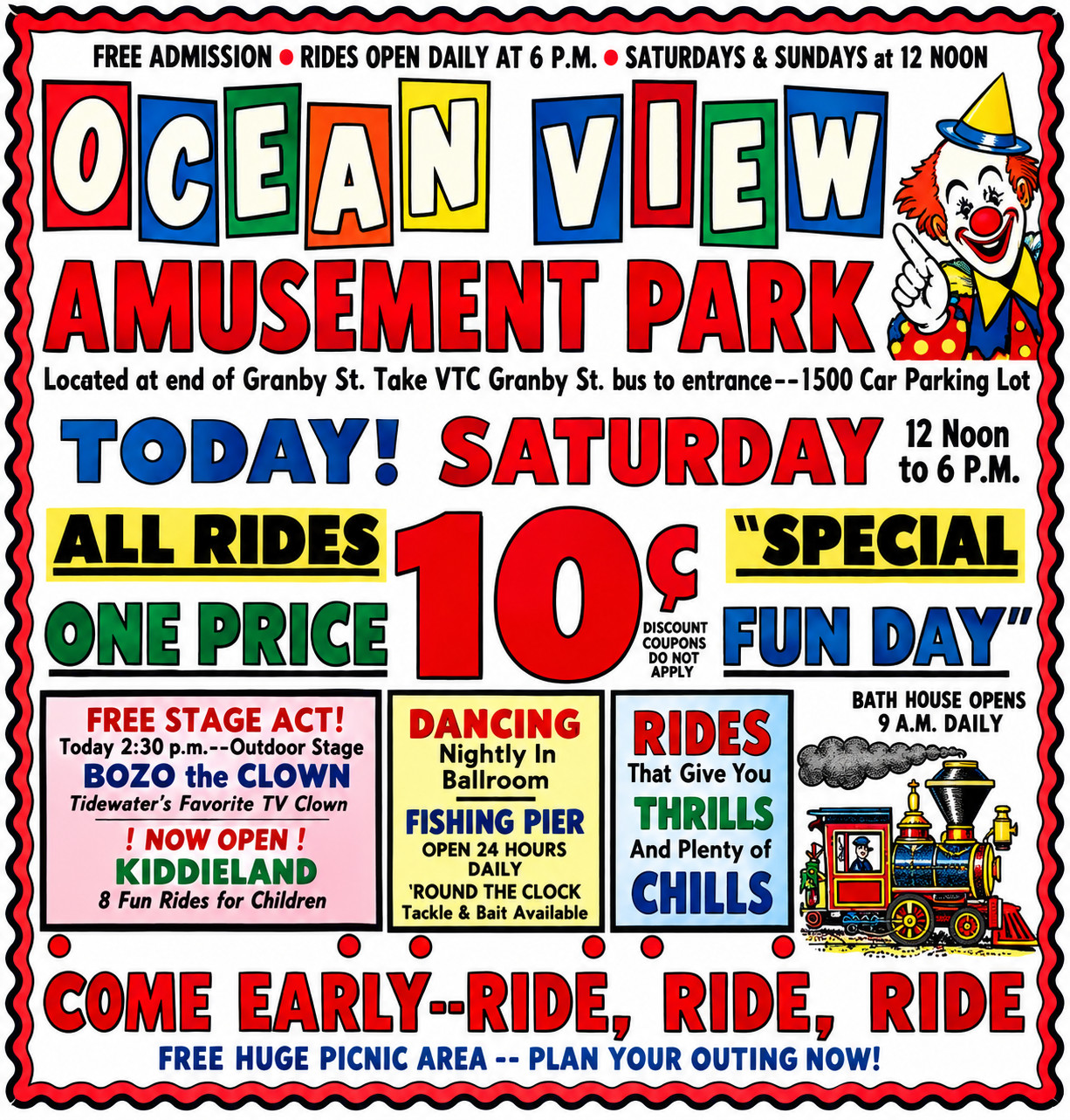 Vintage Ocean View Amusement Park Ad Magnet – Norfolk Virgina