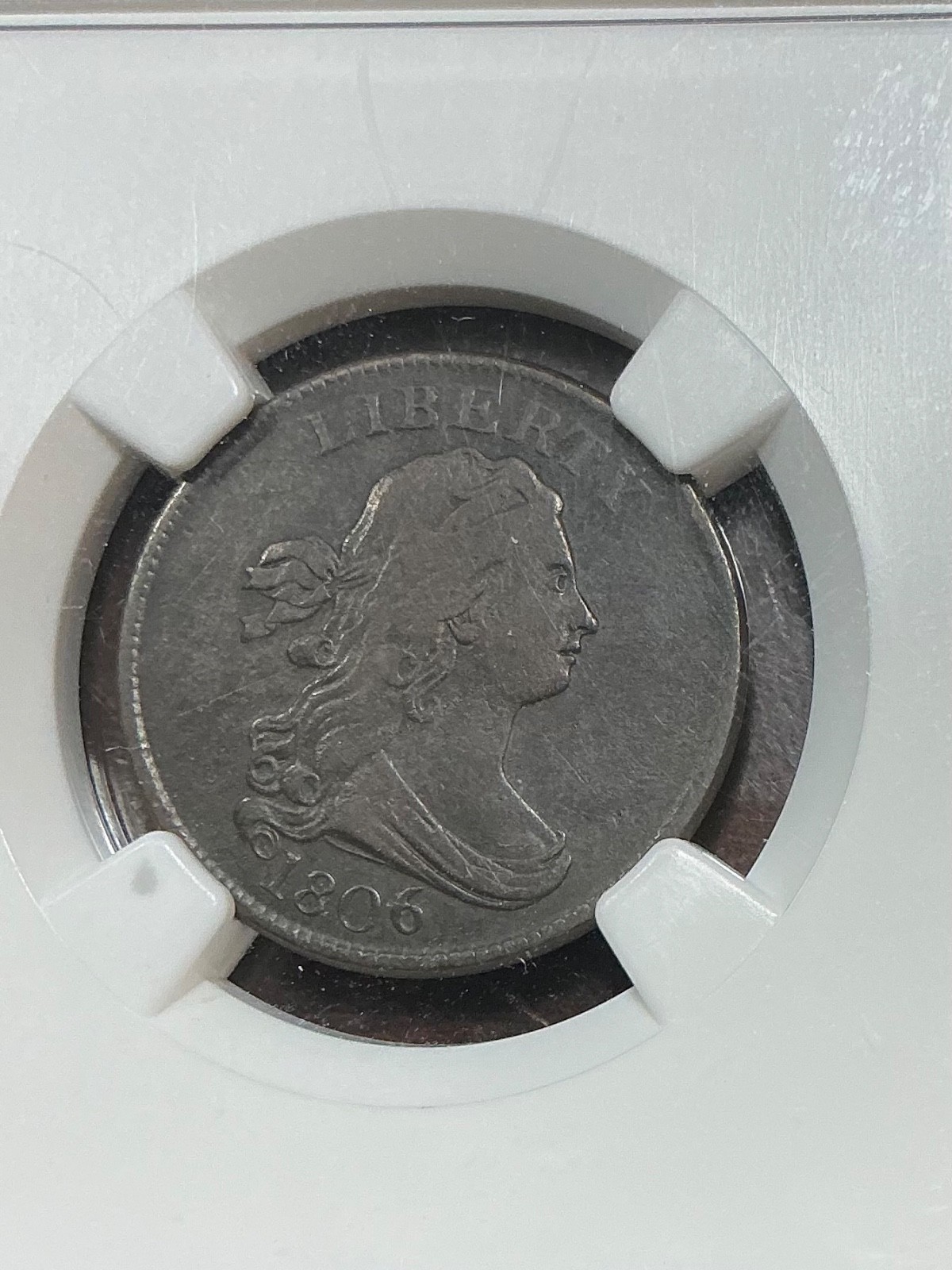 NGC XF40 1806 DRAPED BUST HALF CENT SMALL 6 NO STEMS