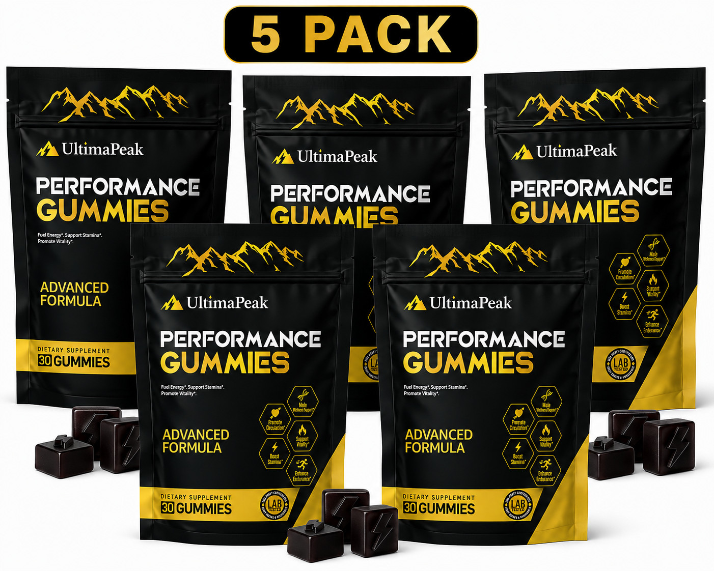 UltimaPeak Pure Himalayan Shilajit Gummies with 30 Count (Pack of 5)