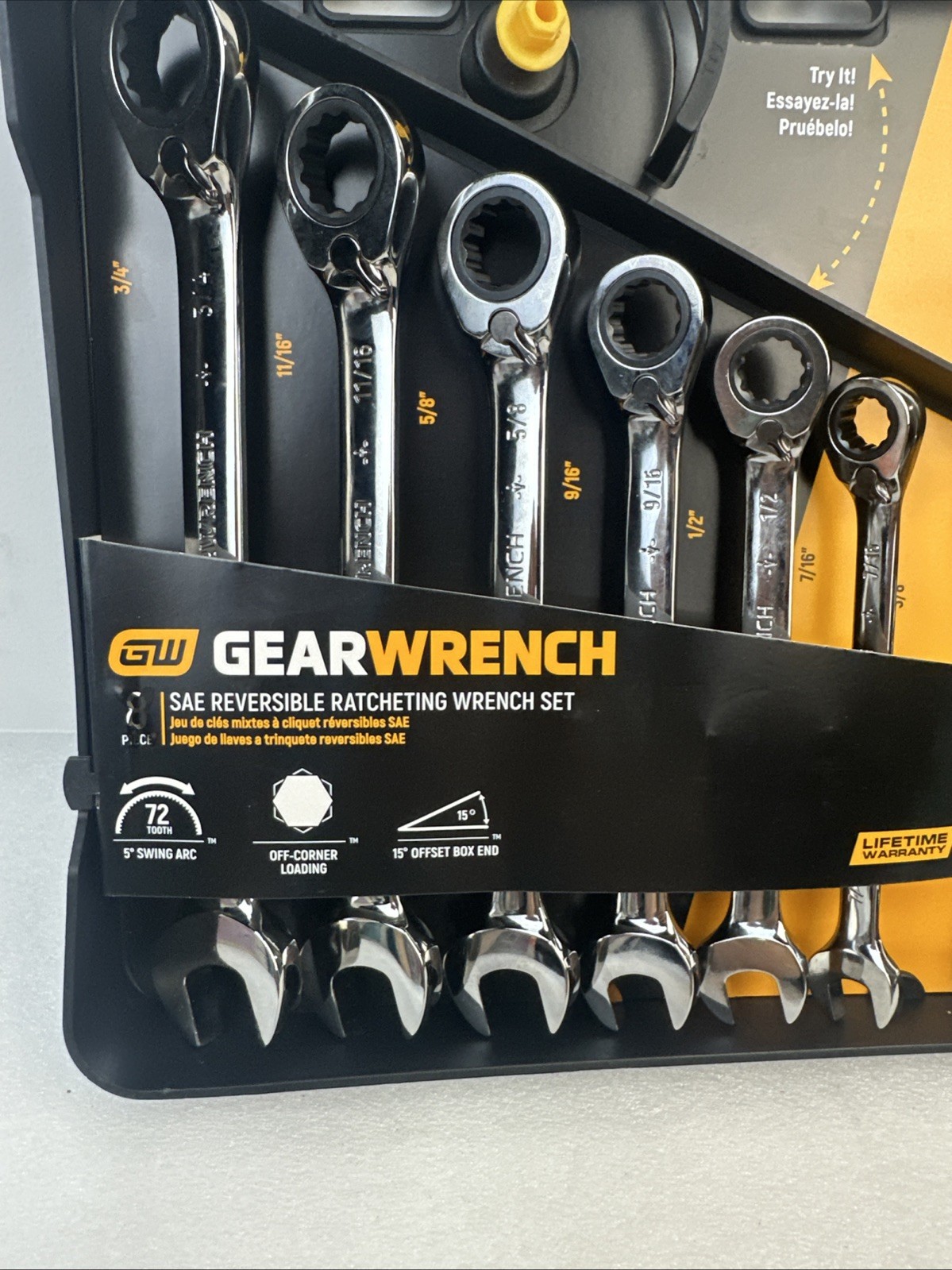 GEARWRENCH 7 Pc 72T Reversible Ratcheting Combination SAE Wrench Set |9533N GEARWRENCH 7 Pc 72T Reversible Ratcheting Combination SAE Wrench Set |9533N