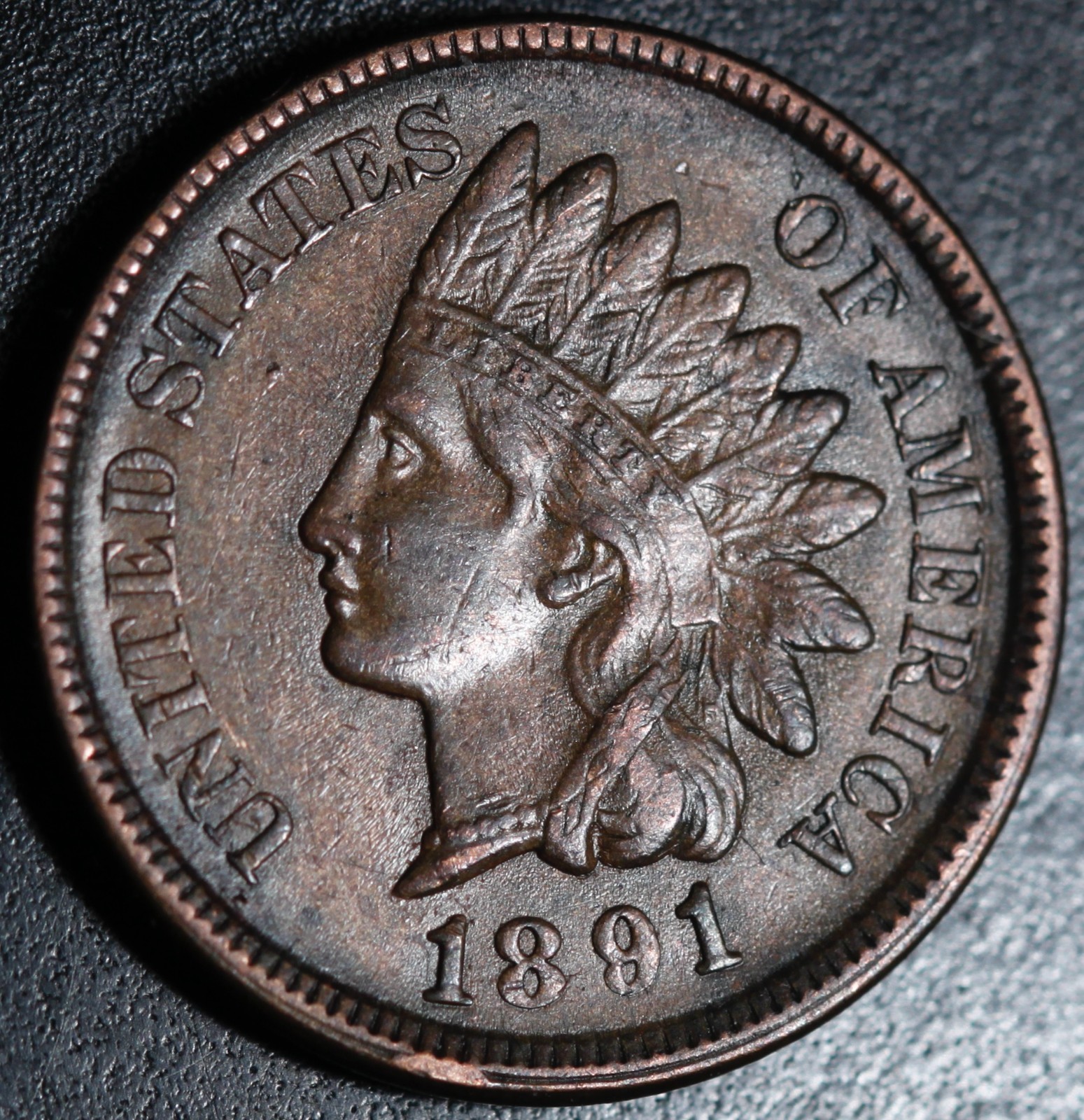 1891 INDIAN HEAD CENT - With LIBERTY & Near 4 DIAMONDS - AU UNC 1891 INDIAN HEAD CENT - With LIBERTY & Near 4 DIAMONDS - AU UNC
