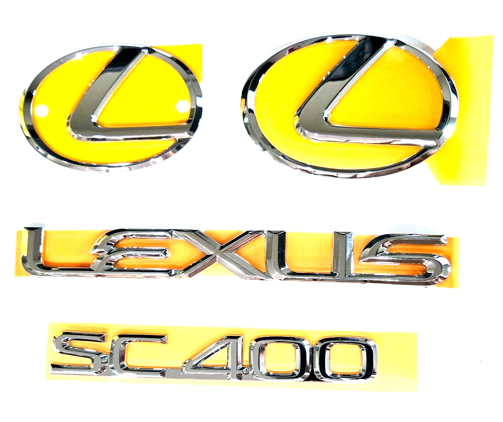 92-97 LEXUS SC400 EMBLEM KIT CHROME FRONT & REAR 1992 1993 1994 1995 1996 1997