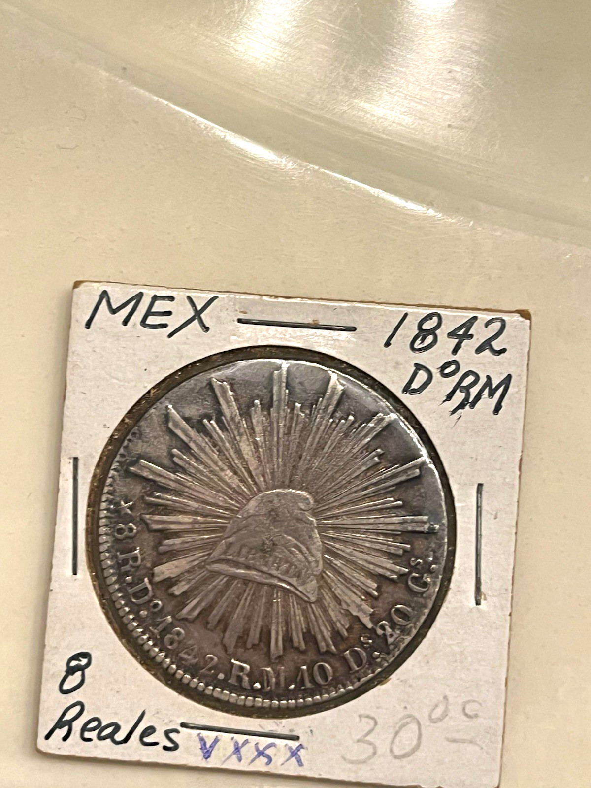 1842 Mexico 8 Reales Silver 0.903 Durango D/PM First Republic KM#375