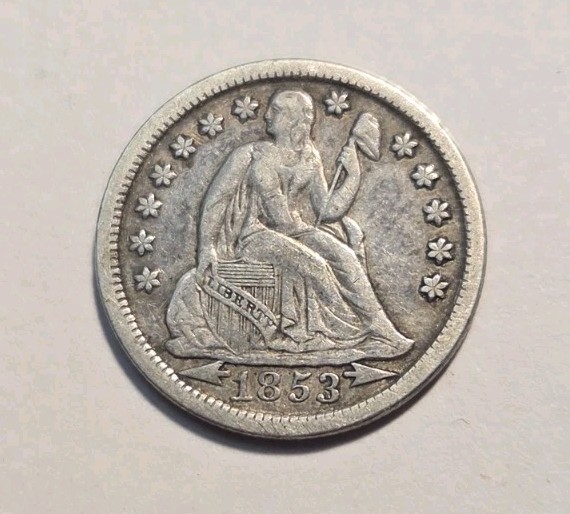 1853 With Arrows  Seated Liberty Dime
