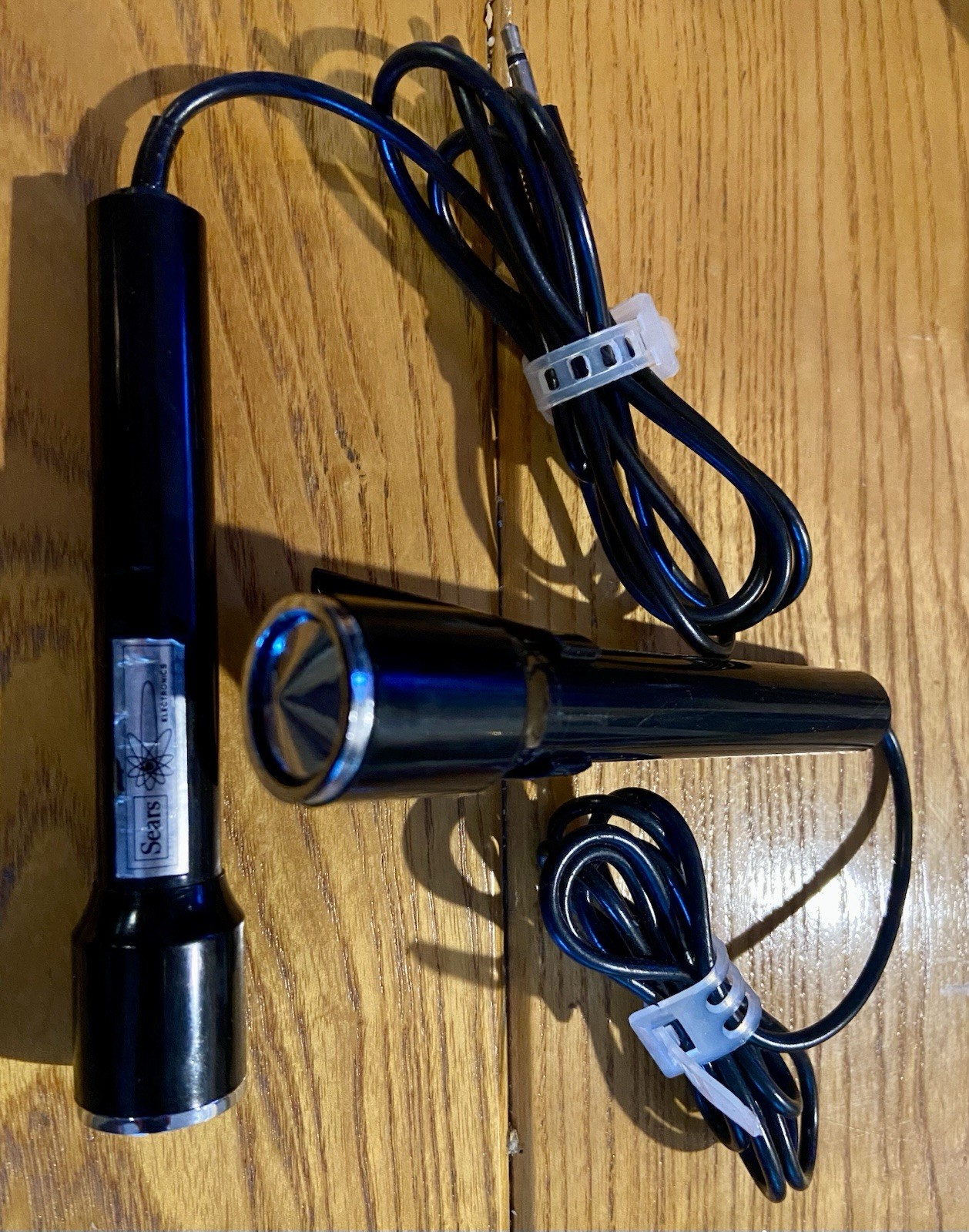 2 Vintage Sears Microphones Silver Black
