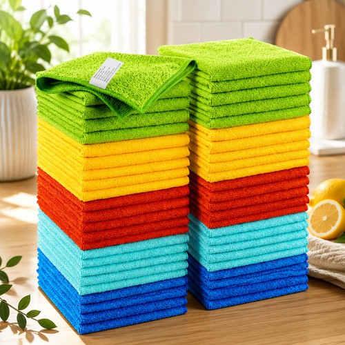 50PCS Microfiber Cleaning Cloth Towel Rag Car Polishing Detailing No-Scratch🎁
