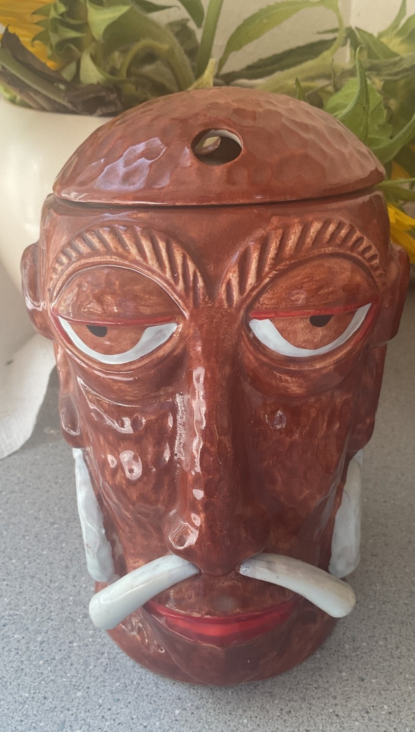 OMC vint MR BALI HAI San Diego Tiki Mug w/Lid Polynesian Ceramic Concave Bottom OMC vint MR BALI HAI San Diego Tiki Mug w/Lid Polynesian Ceramic Concave Bottom