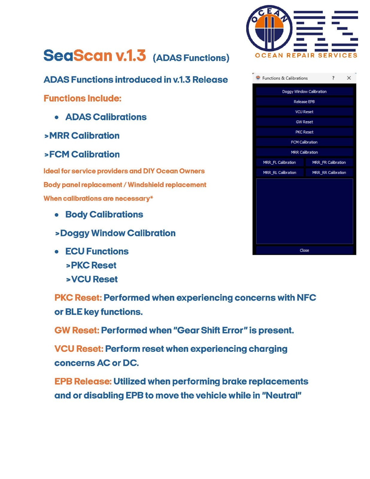 Fisker Ocean SeaScan ORS SeaScan Pro 1.3 Diagnostic Tool Service Tool ADAS PKC