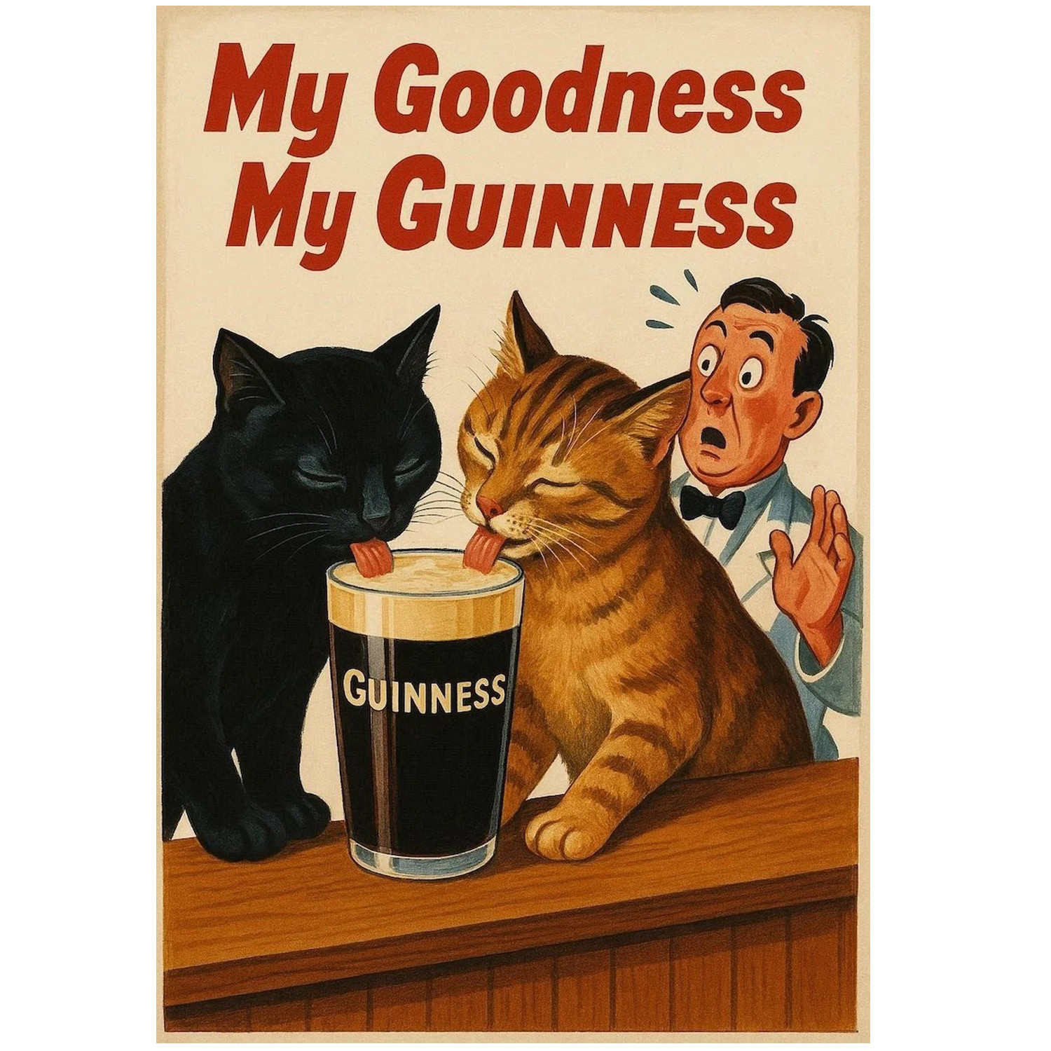 My Goodness My Guinness Vintage Cats Advertising Poster