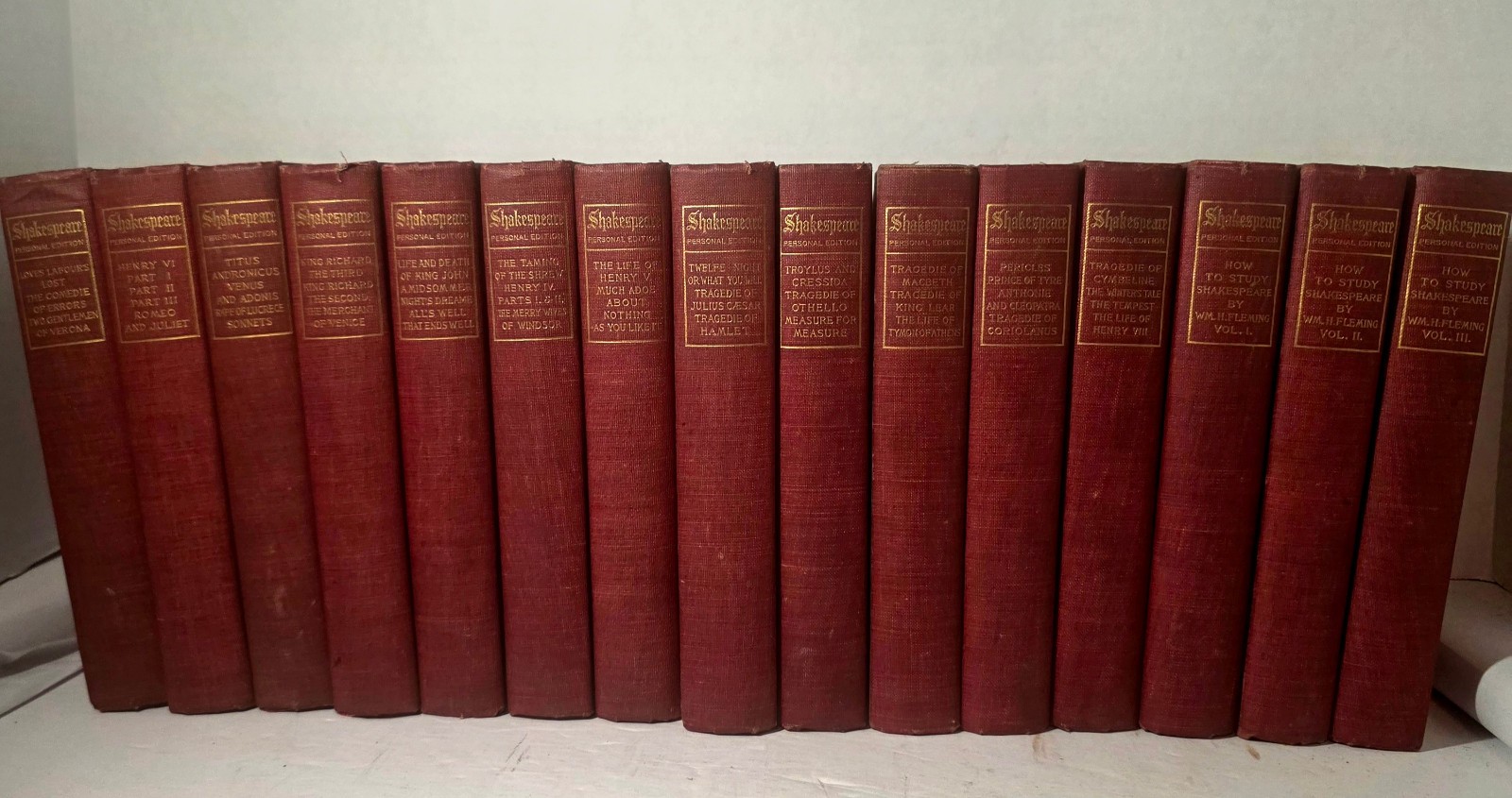 1904 Antique Personal Shakespeare Complete 15 Vol Set Doubleday Esther Wood