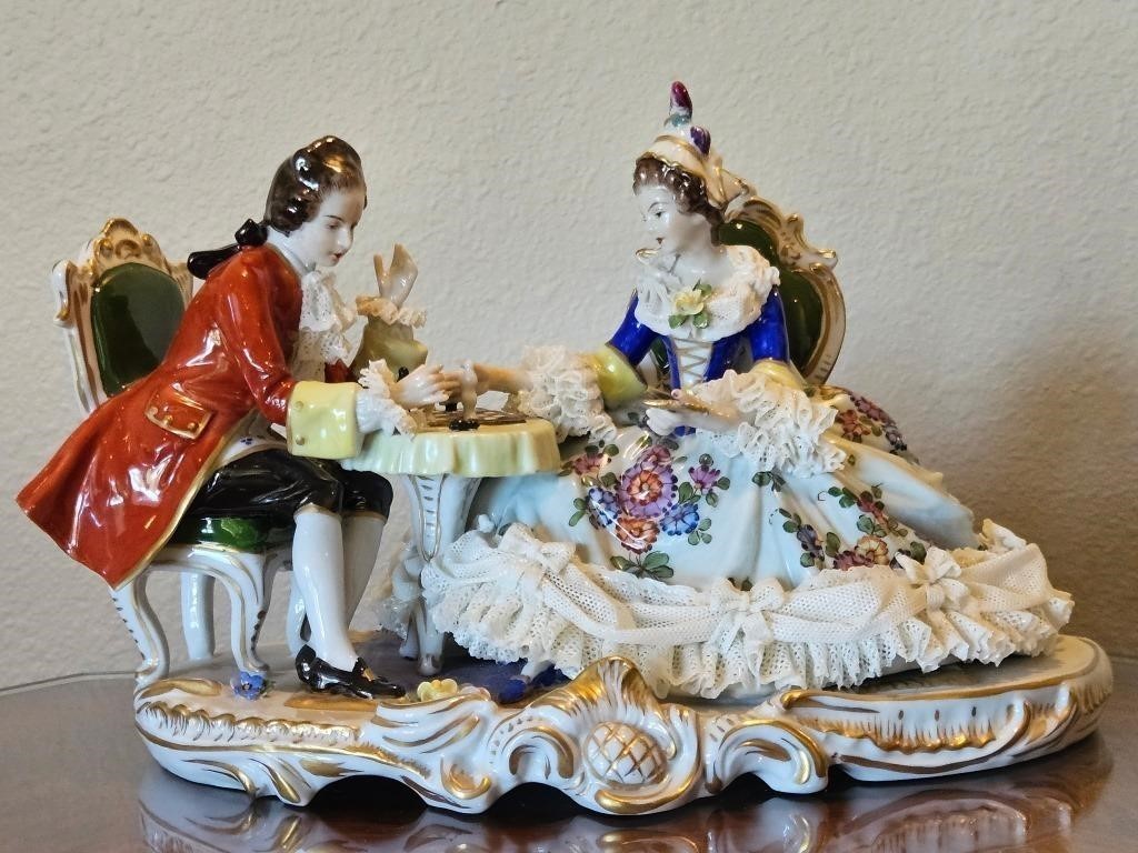 Vintage Dresden Lace-Style Volkstedter Figurine Vintage Dresden Lace-Style Volkstedter Figurine