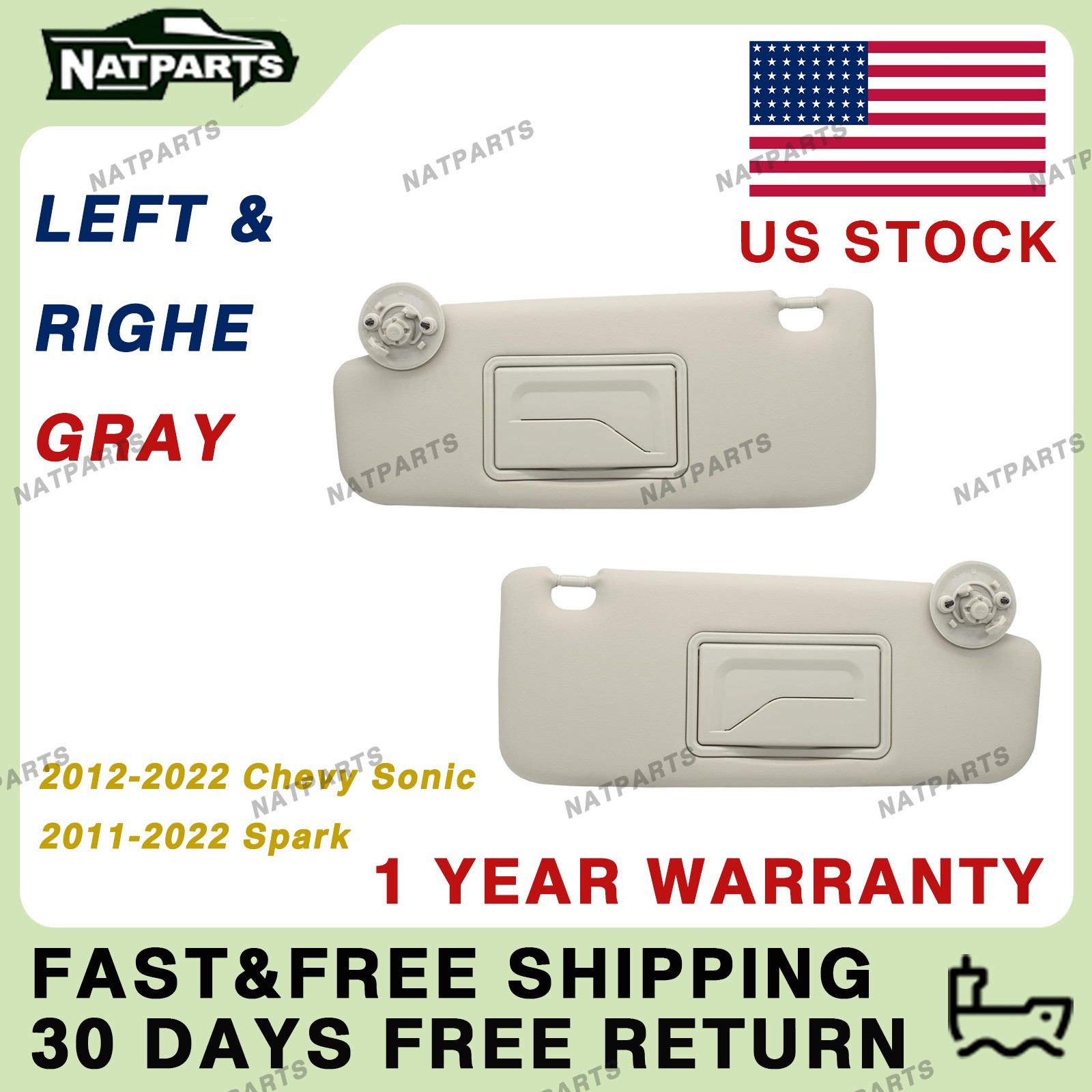 Pair Gray Sun Visor For Chevrolet Sonic 2012-2022 Spark 2011-2022 Pair Gray Sun Visor For Chevrolet Sonic 2012-2022 Spark 2011-2022