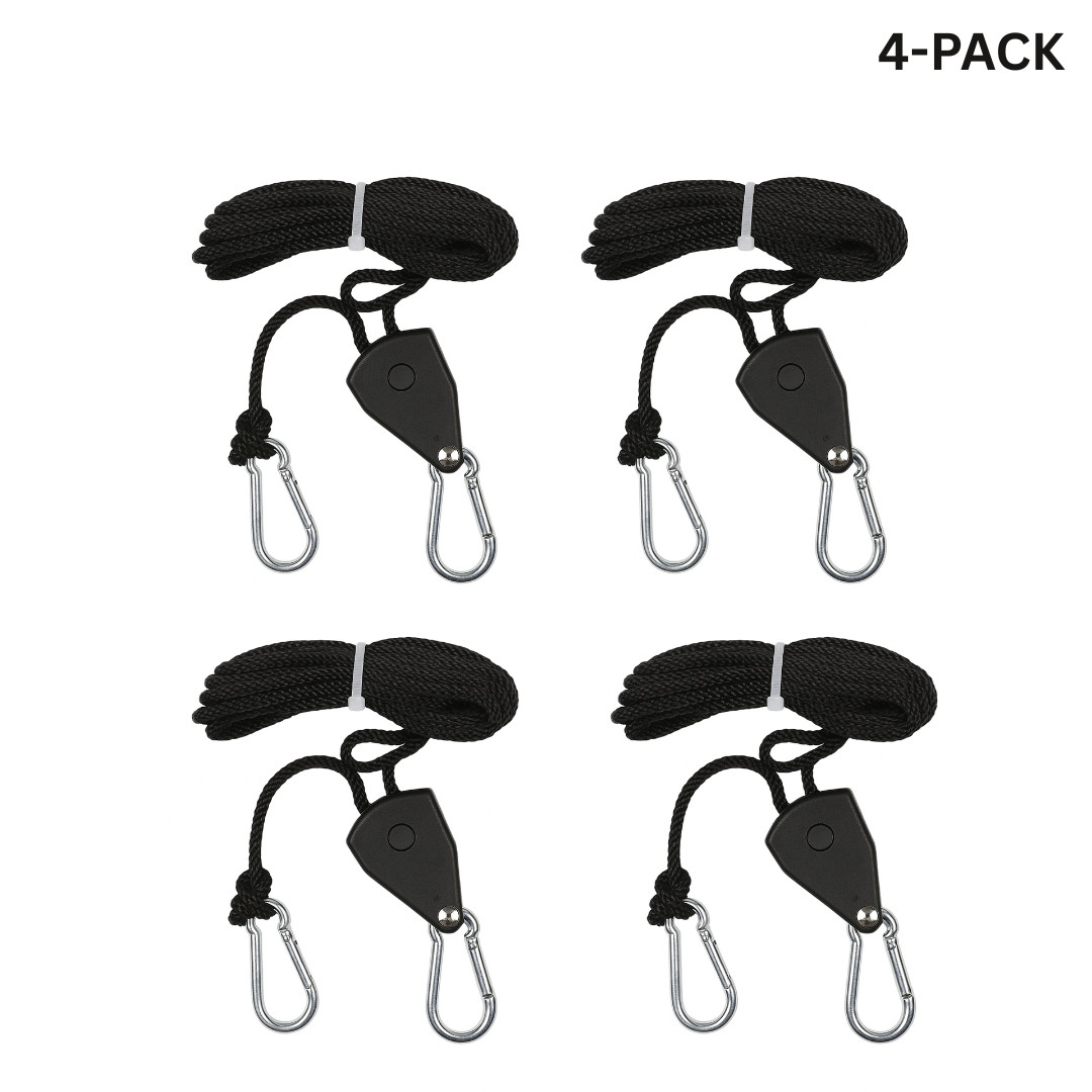 4-Pack Adjustable Grow Light Rope Hangers 1/8 4-Pack Adjustable Grow Light Rope Hangers 1/8