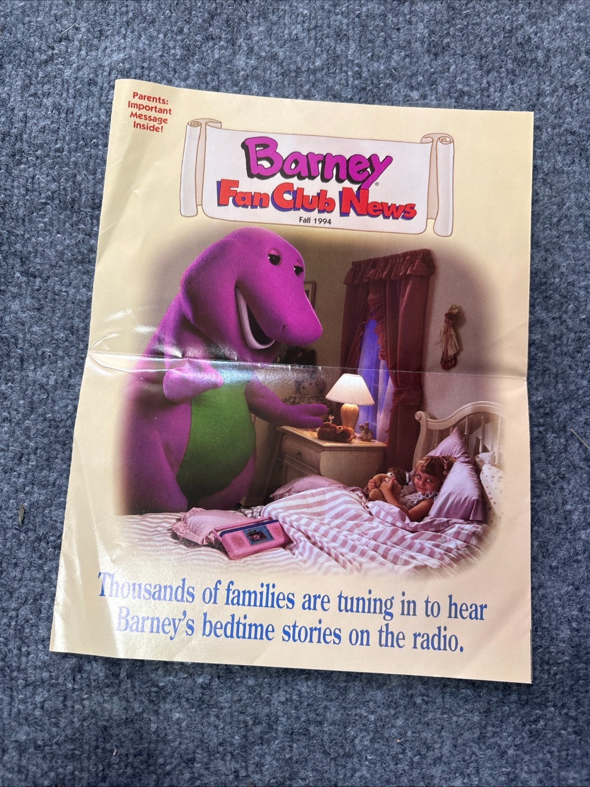 Barney the Dinosaur Fan Club Newsletter Fall 1994 RARE Barney the Dinosaur Fan Club Newsletter Fall 1994 RARE