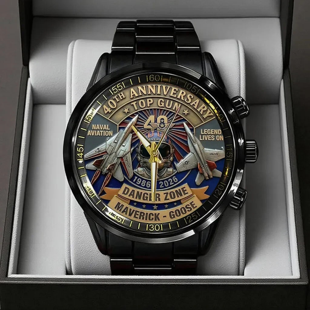 Top Gun 40th Anniversary Maverick Black Stainless Steel Watch Top Gun 40th Anniversary Maverick Black Stainless Steel Watch