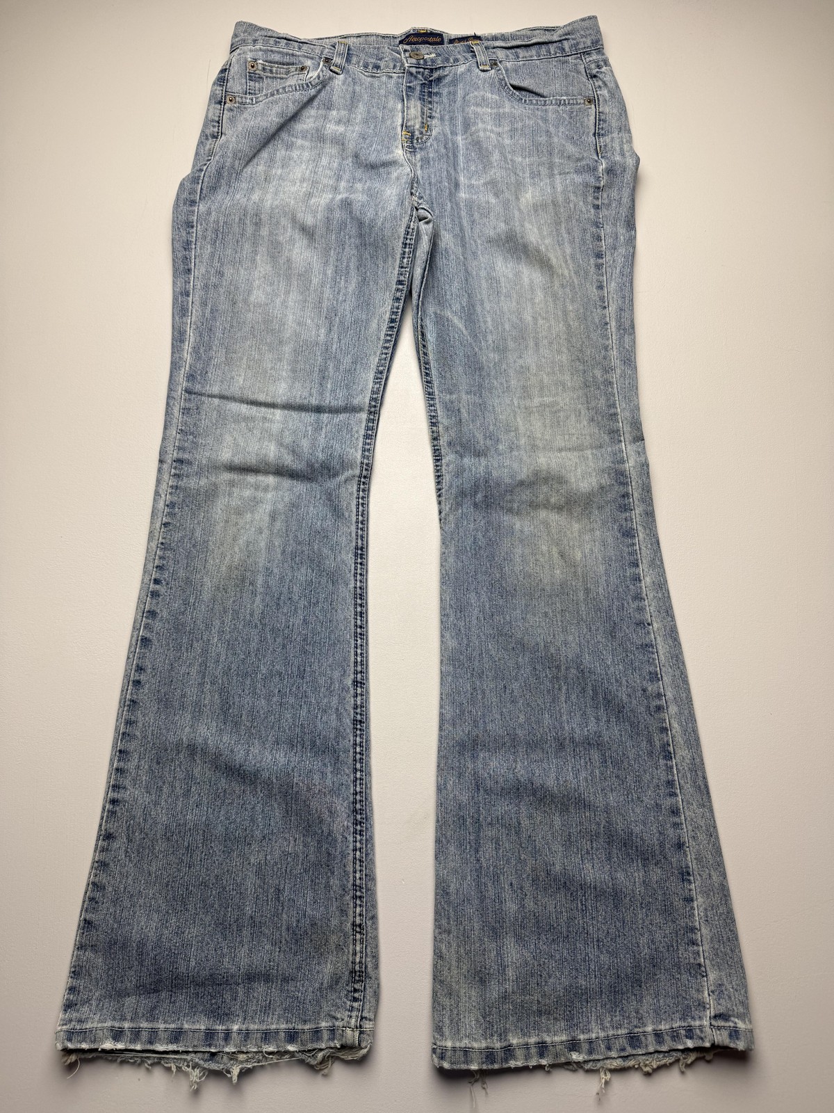 Aeropostale Stretch Flare Jeans Juniors 11/12R Blue Light Wash Frayed Hem Denim