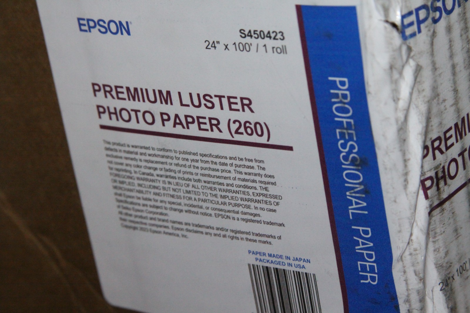 GENUINE Epson Premium Luster Photo Paper Rolls 24” x 100’ (S450423 / S042081) GENUINE Epson Premium Luster Photo Paper Rolls 24” x 100’ (S450423 / S042081)