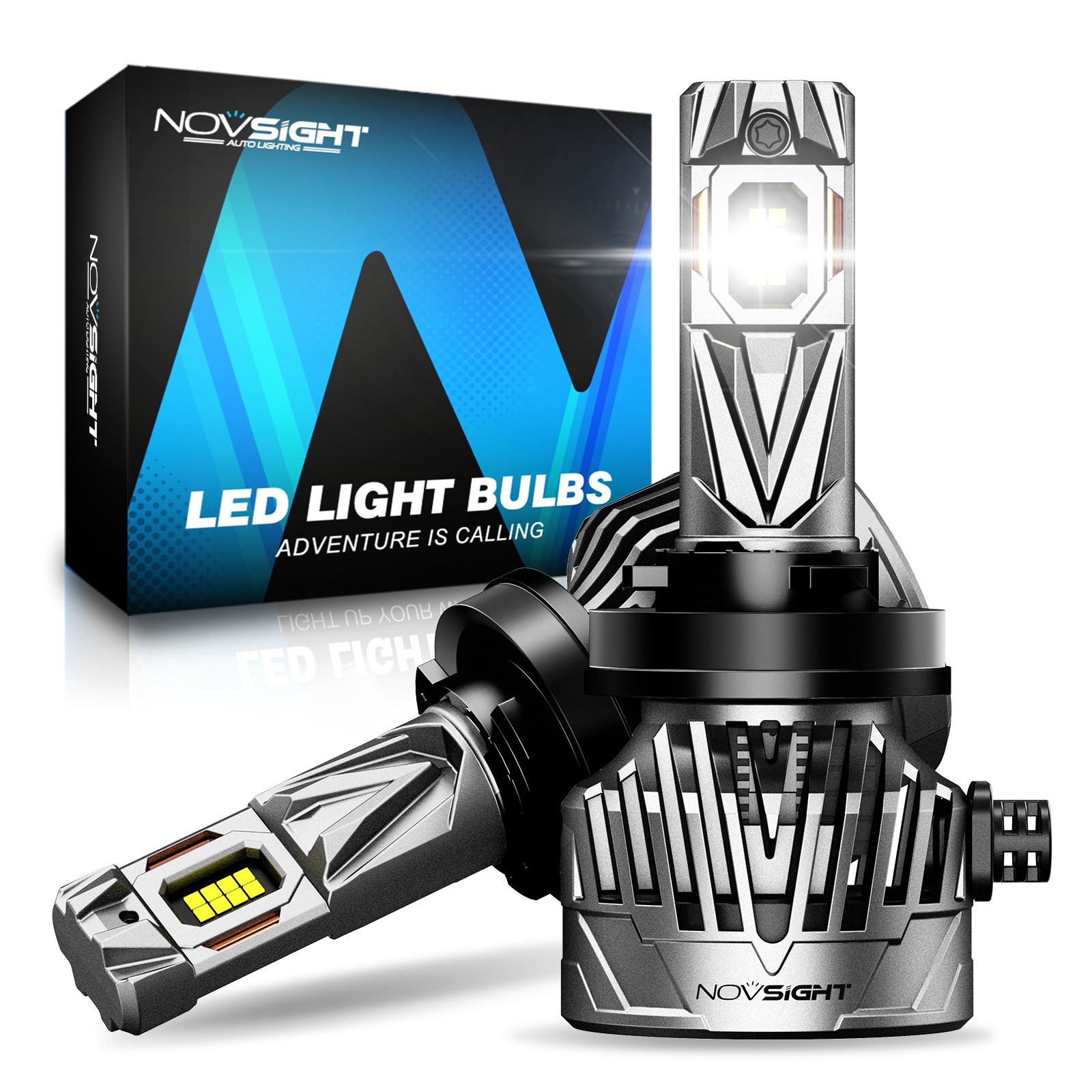 NOVSIGHT Pair H11 LED Headlight Bulbs High Low Beam 6500K 45000LM 200W White