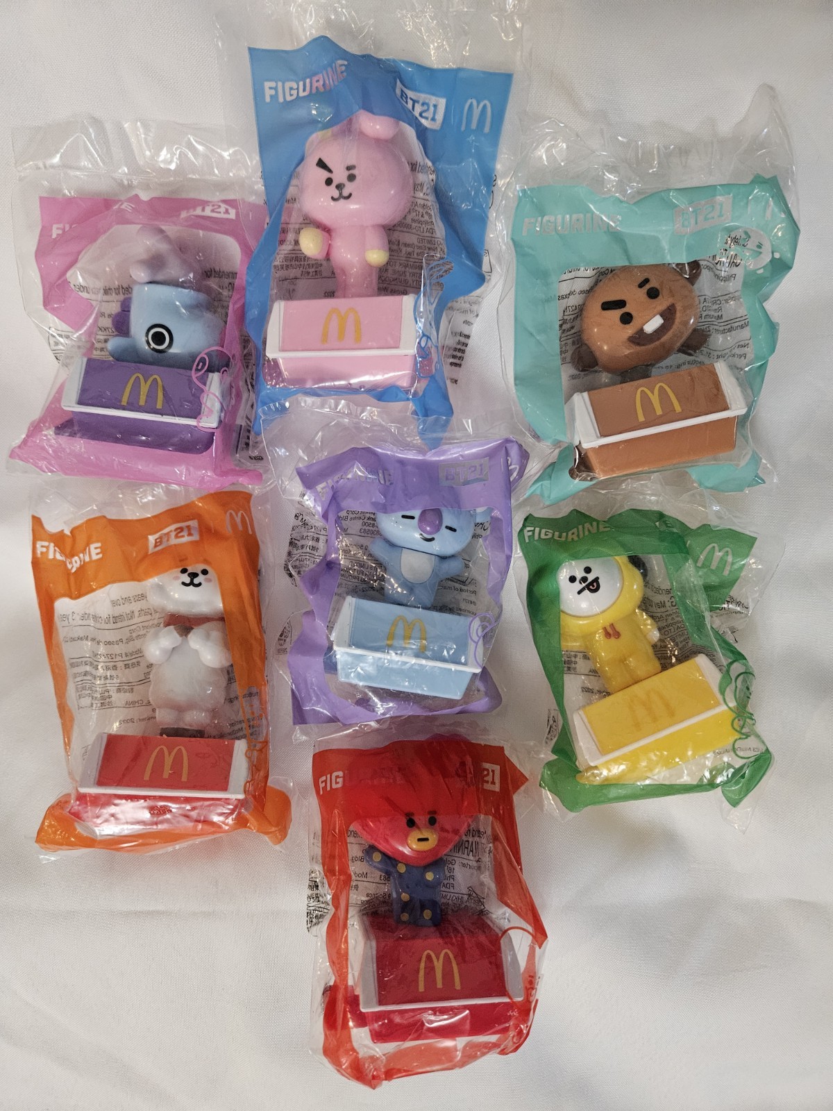 7 BTSxMcdonalds BT21 Figure set official COOKY CHIMMY MANG TATA SHOOKY RJ KOYA