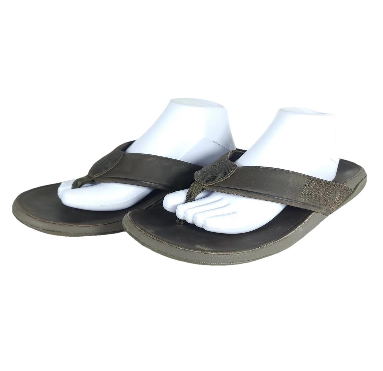 Olukai Men\'s Tuahine US13 Canteen Leather Waterproof Flat Thong Sandals Olukai Men\'s Tuahine US13 Canteen Leather Waterproof Flat Thong Sandals