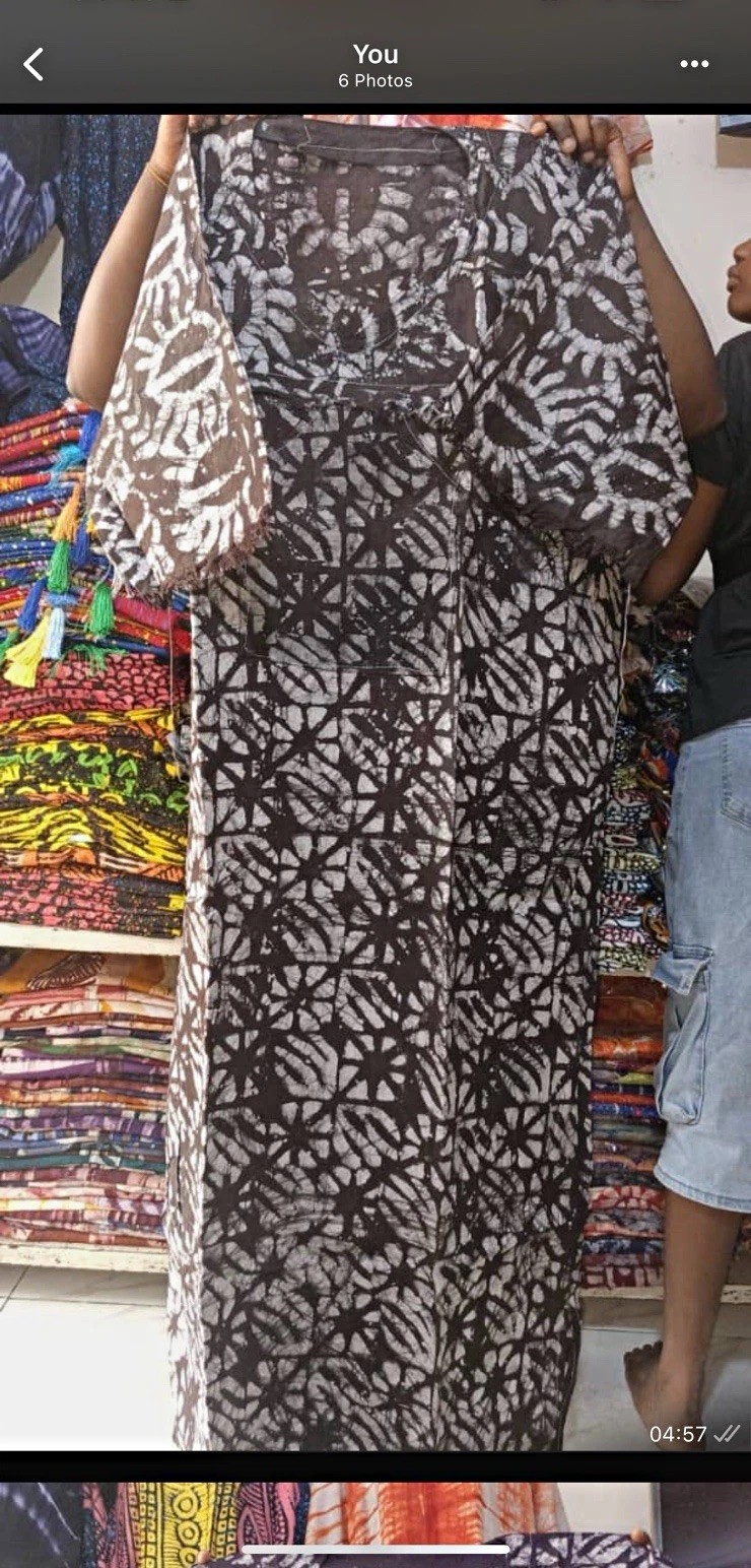 Women’s Black & White Abstract Cotton Kaftan Maxi Dress One Size Short Sleeve.